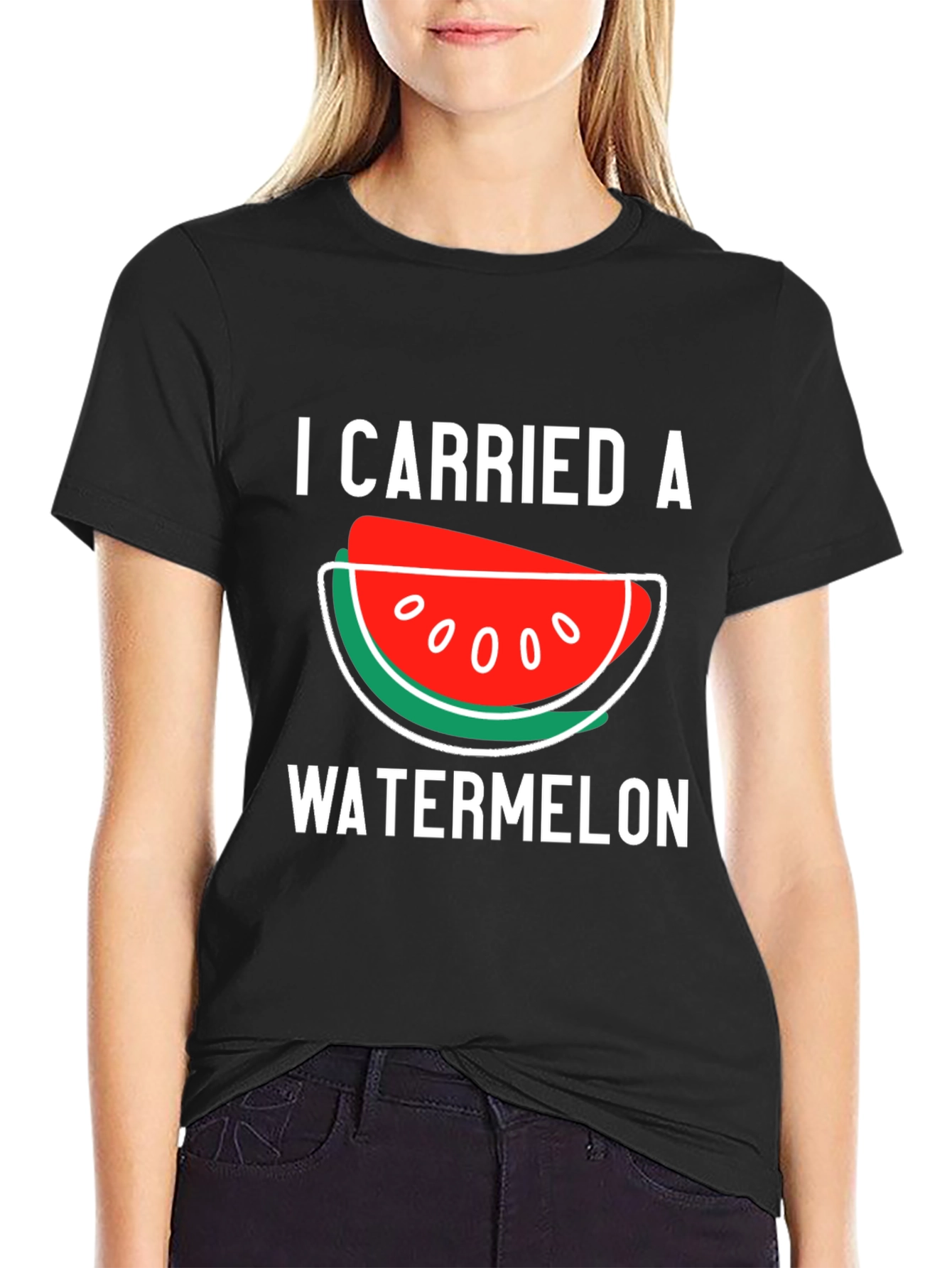Black I Carried a Watermelon T-Shirt view 2