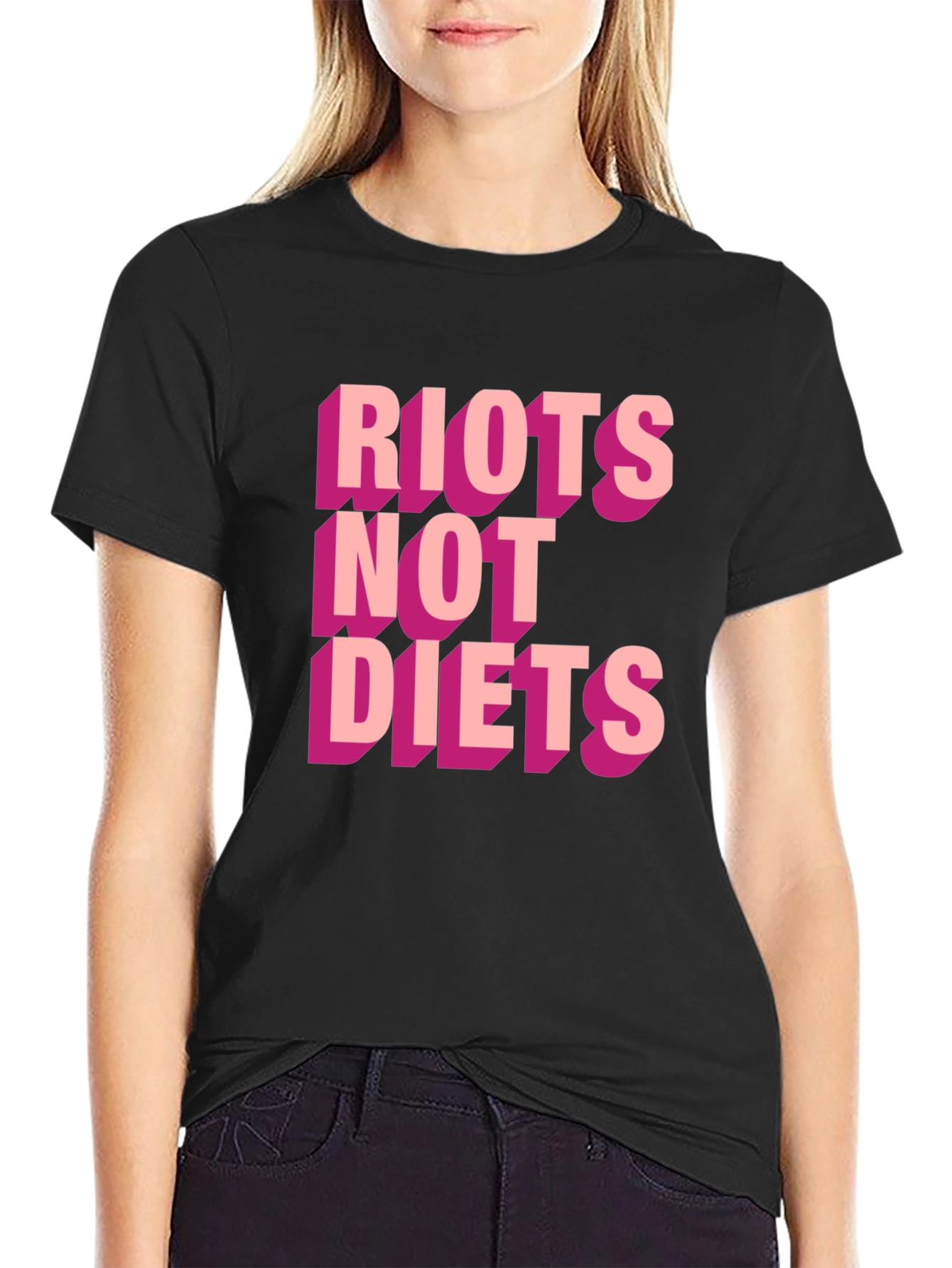 Black Riots Not Diets Graphic Tee view 2