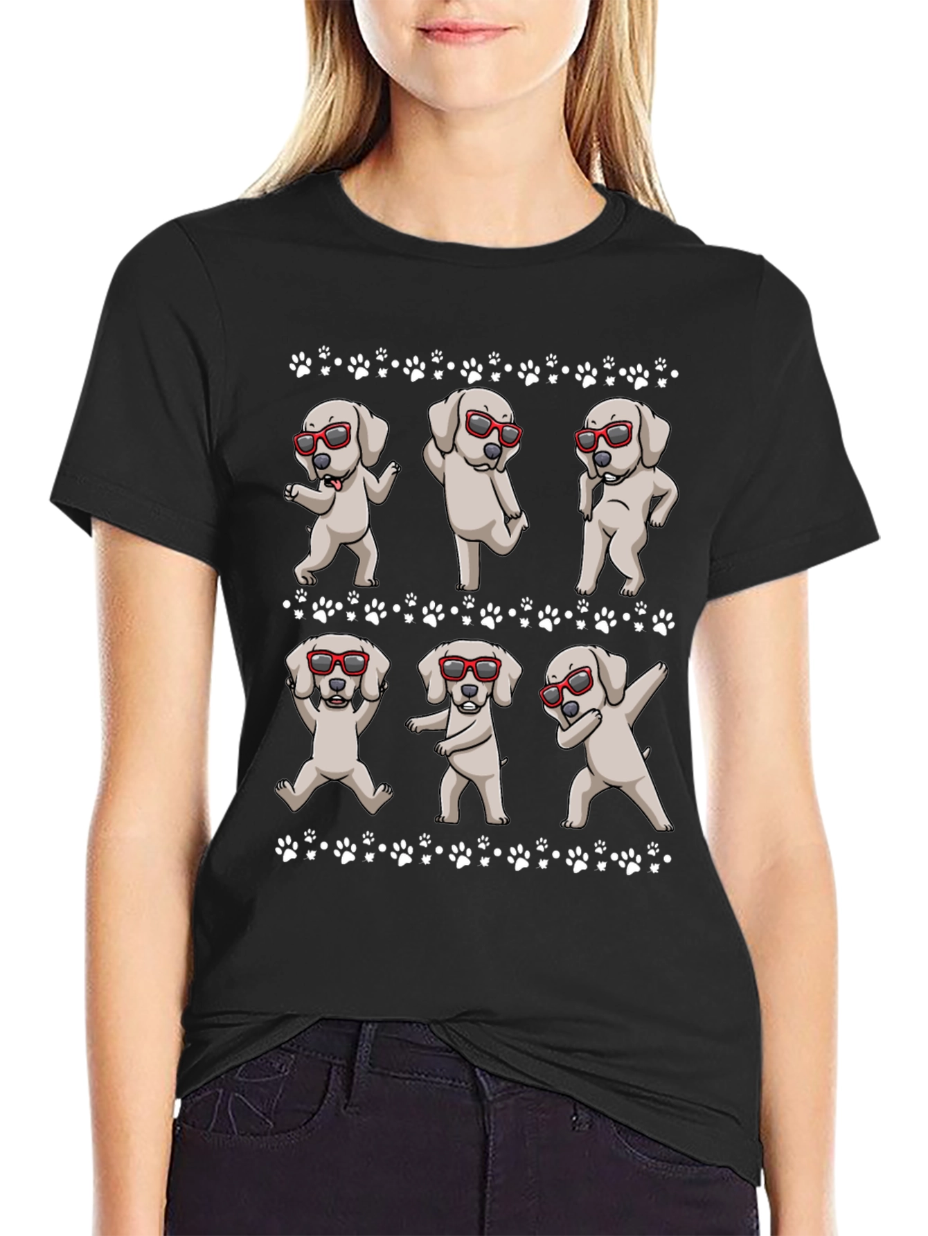 Black Dabbing Dog T-Shirt - Trendy & Fun! view 2