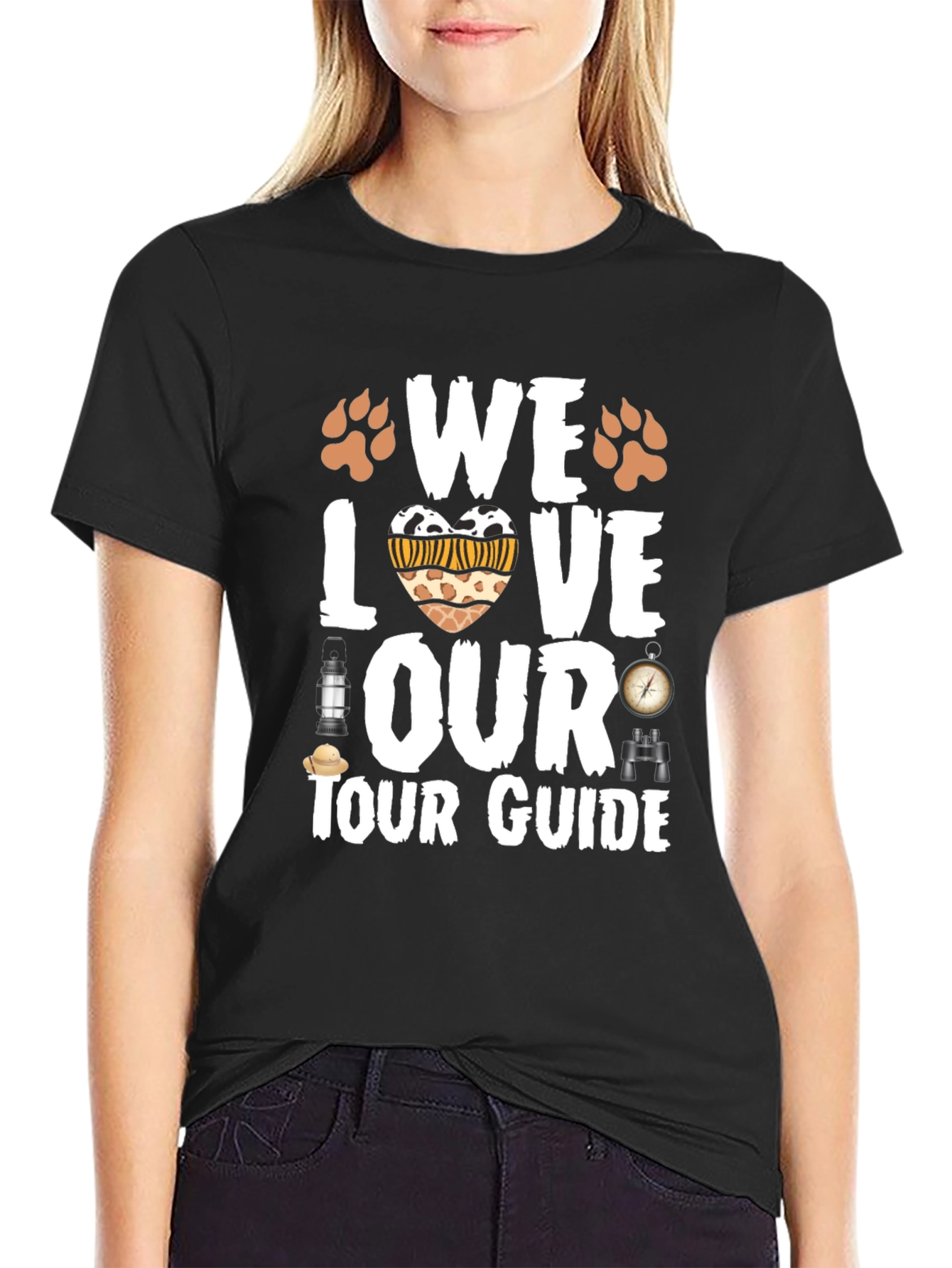 Black Safari Tour Guide Love Graphic Tee view 2