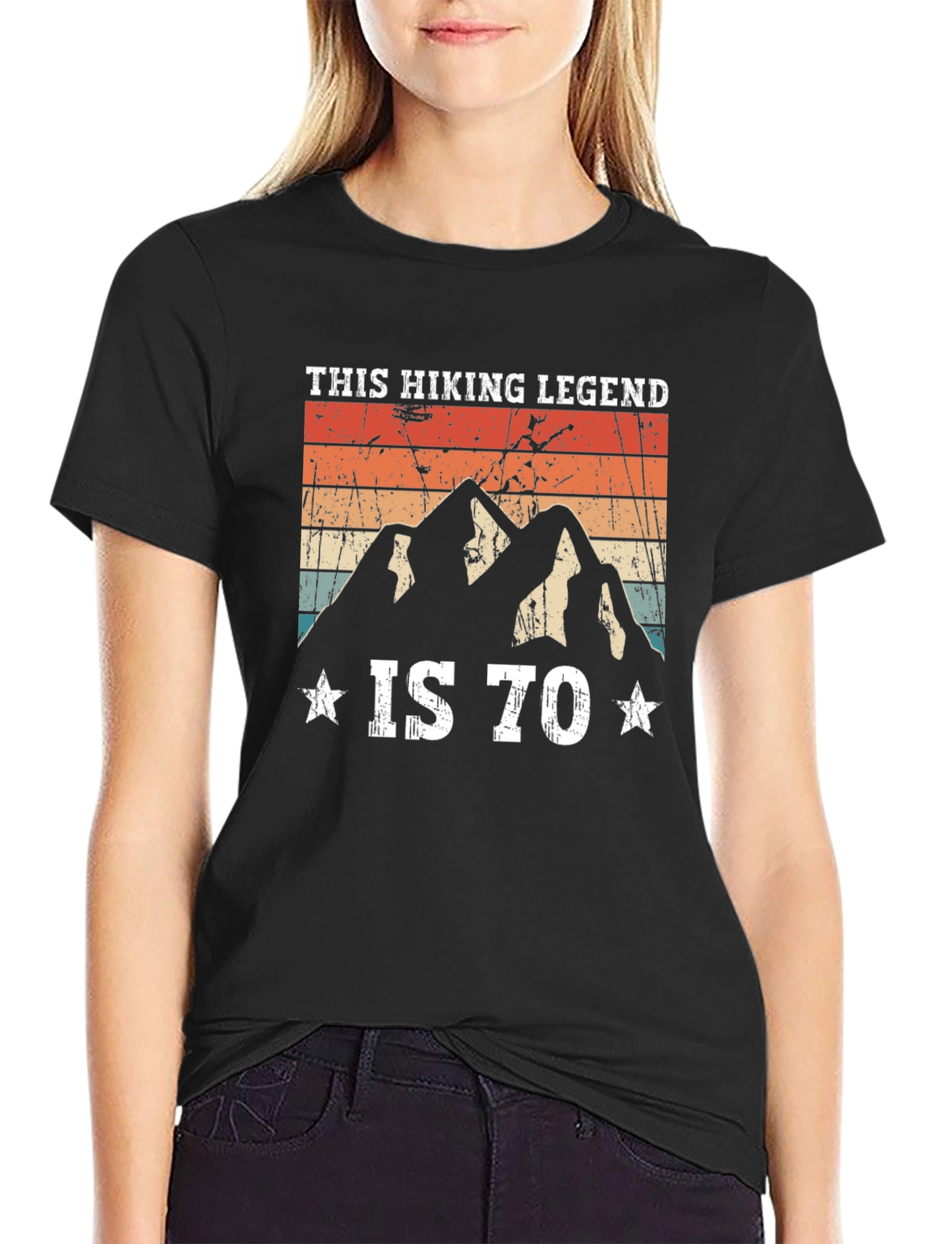 Black Hiking Legend 70th Birthday T-Shirt view 2