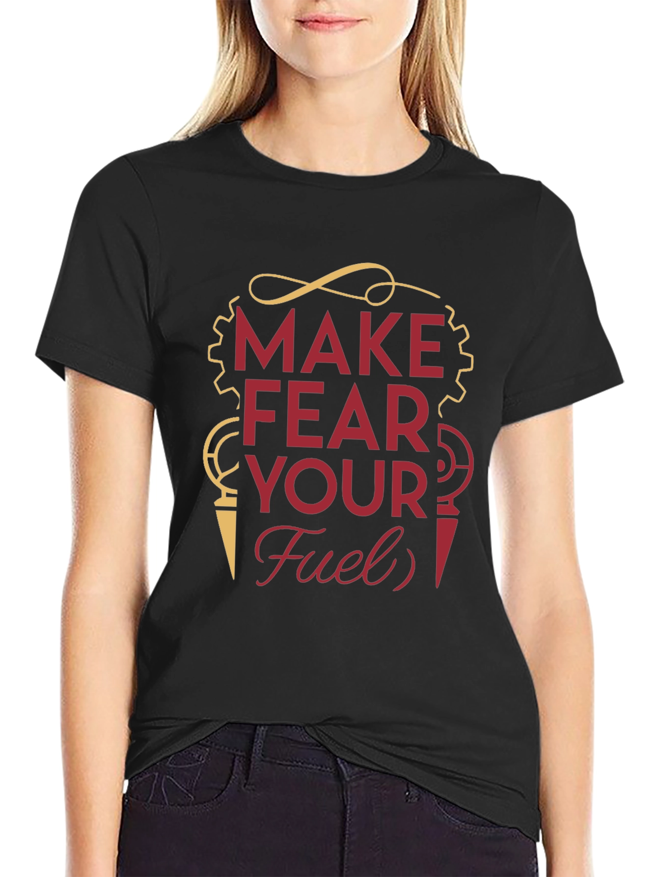 Black Make Fear Your Fuel T-Shirt - Motivational Graphic Tee view 2