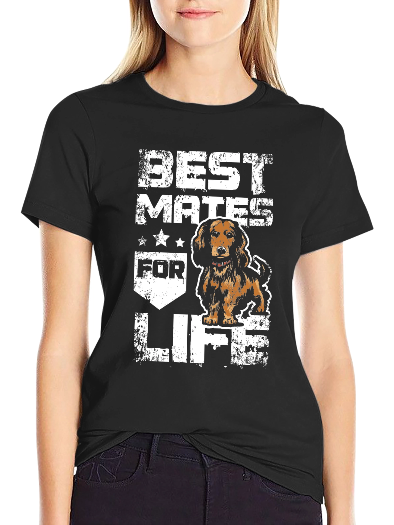 Black Best Mates For Life Dog T-Shirt view 2