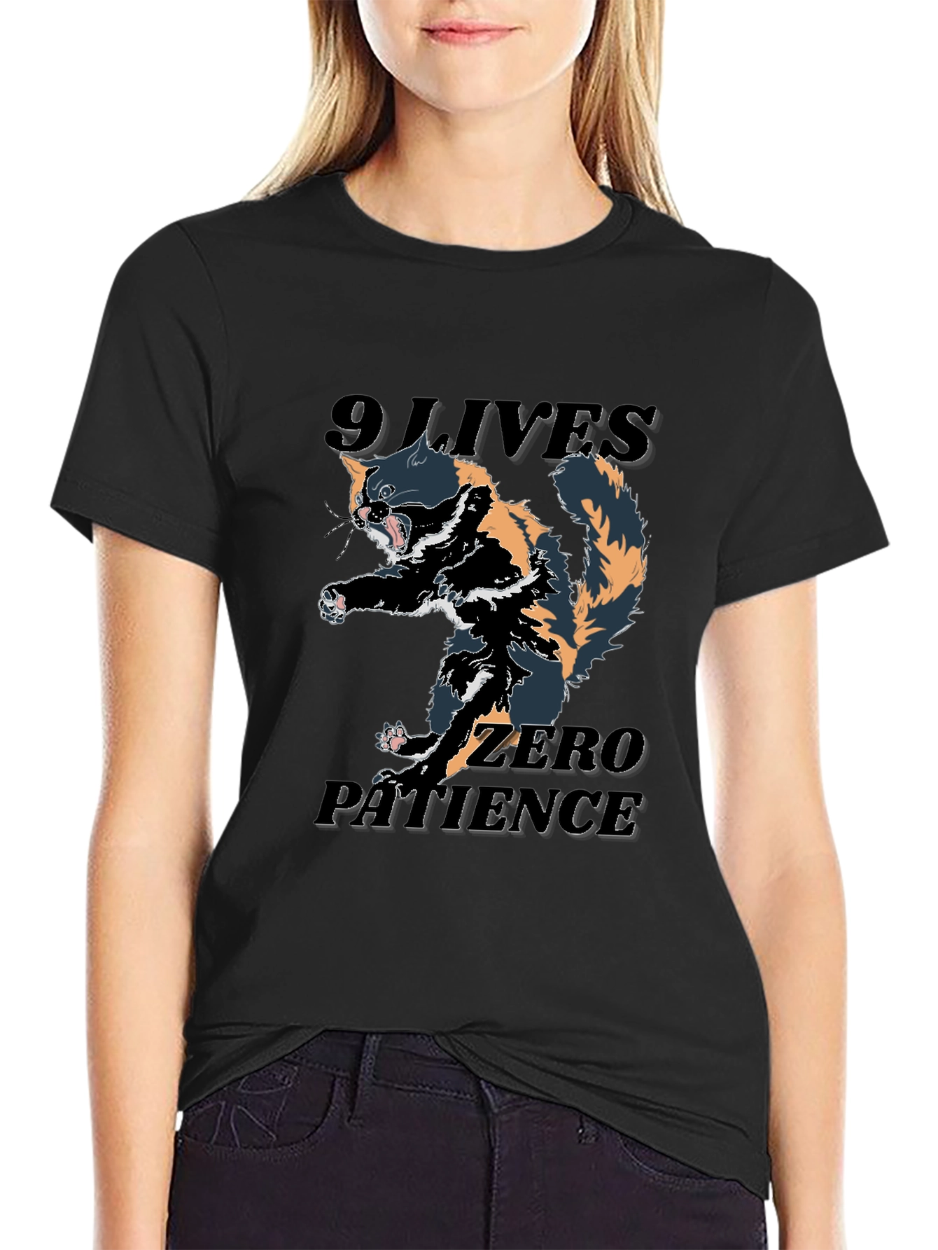 Black 9 Lives Zero Patience T-Shirt view 2