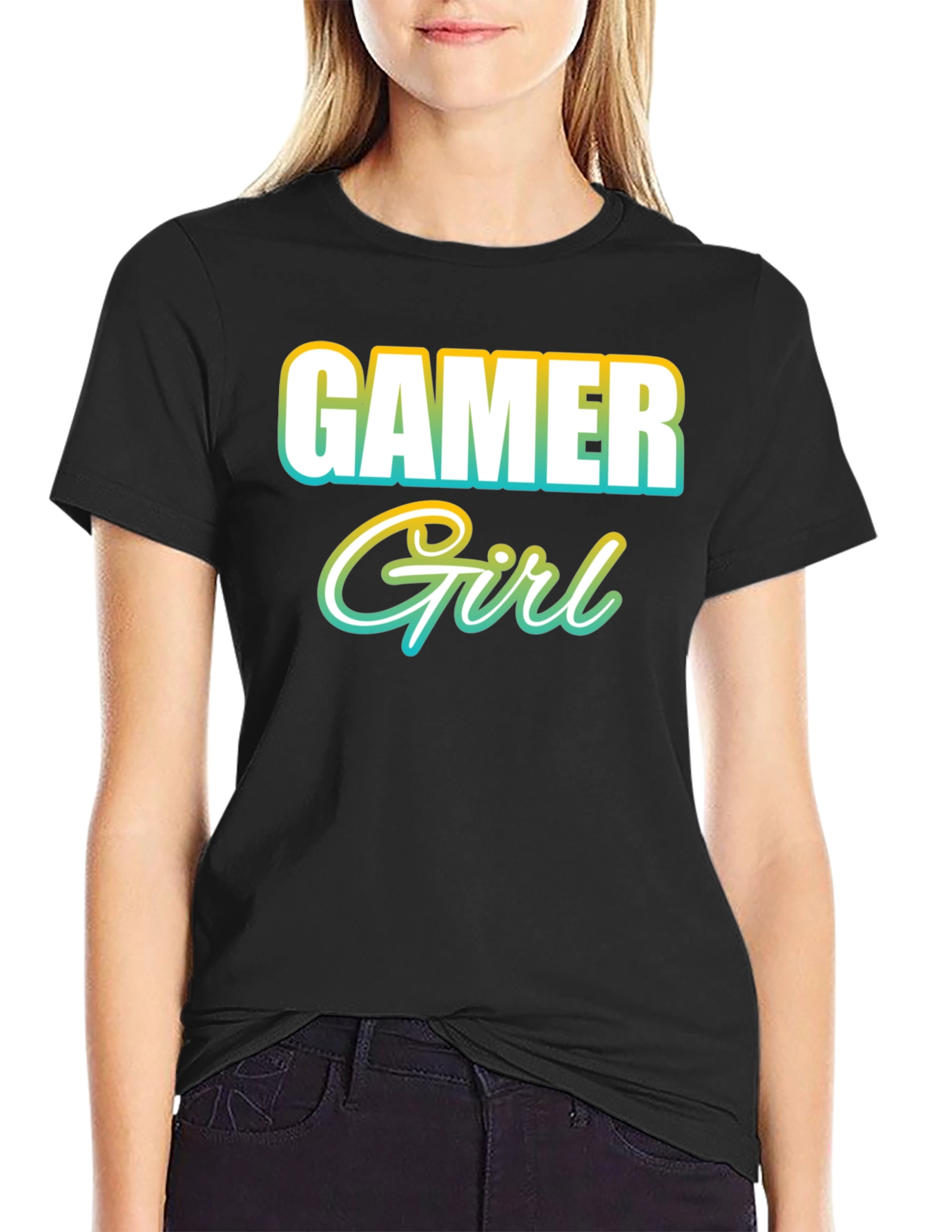 Black Gamer Girl T-Shirt - Black view 2