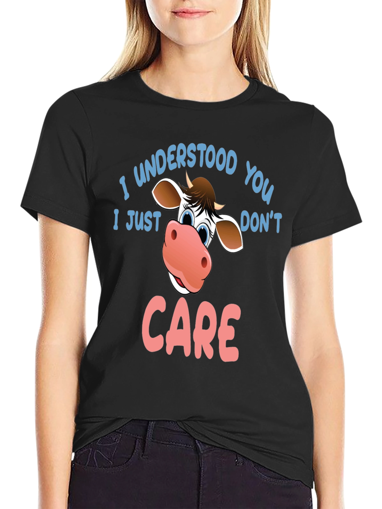 Black Funny Cow Graphic T-Shirt - I Understood You view 2