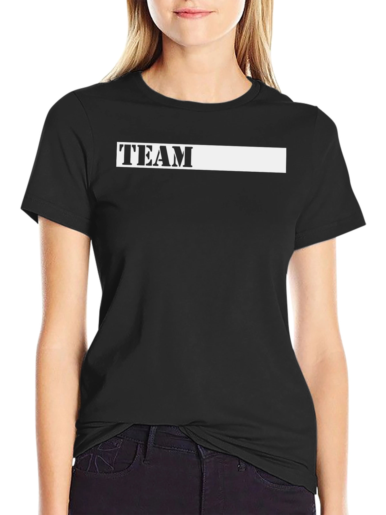 Black Team T-Shirt - Classic Black Cotton Tee view 2