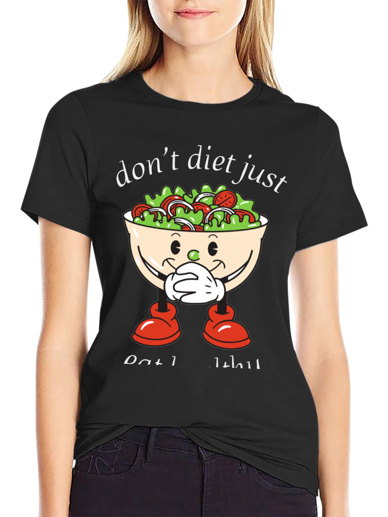 Black Don't Diet Just Eat Salad T-Shirt view 2