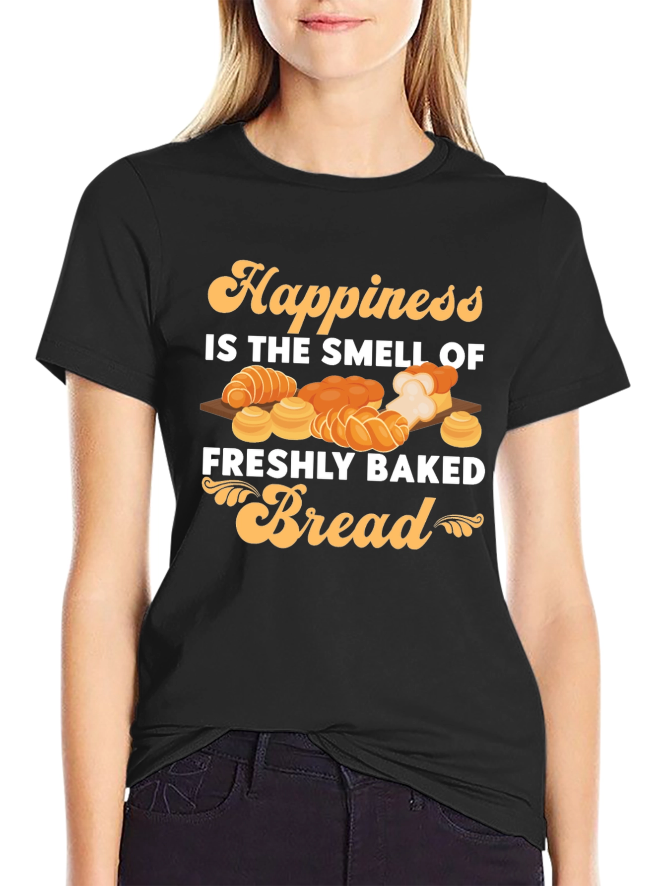 Black Happiness Freshly Baked Bread T-Shirt view 2