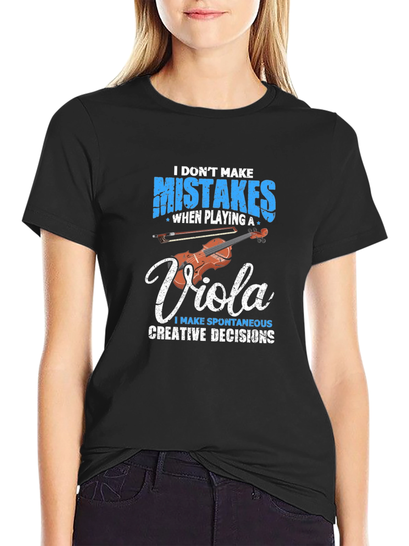 Black Viola Player Graphic T-Shirt - Creative Musician Tee view 2