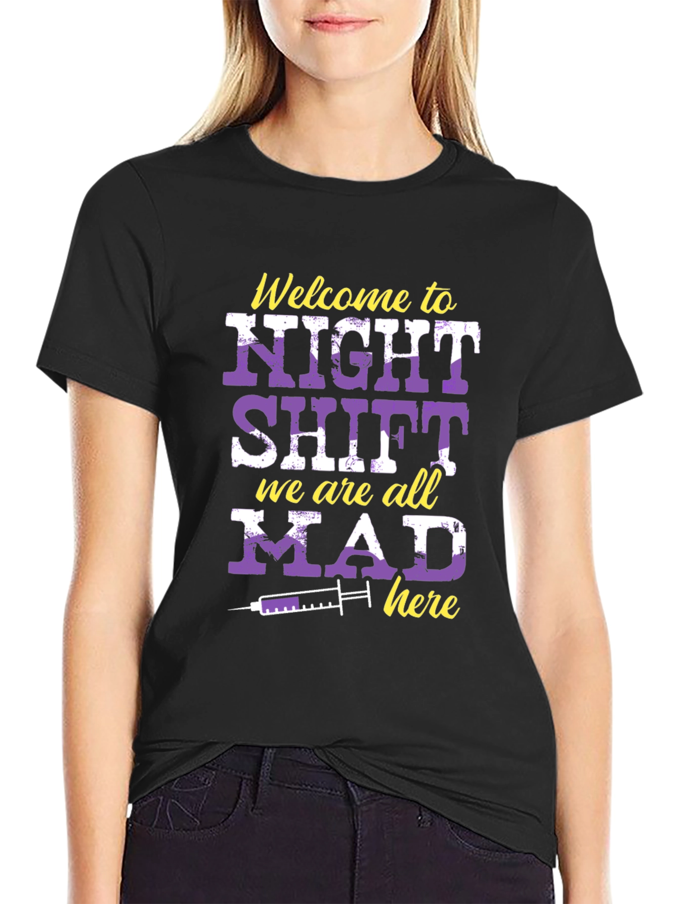 Black Night Shift Nurse T-Shirt - We Are All Mad Here view 2