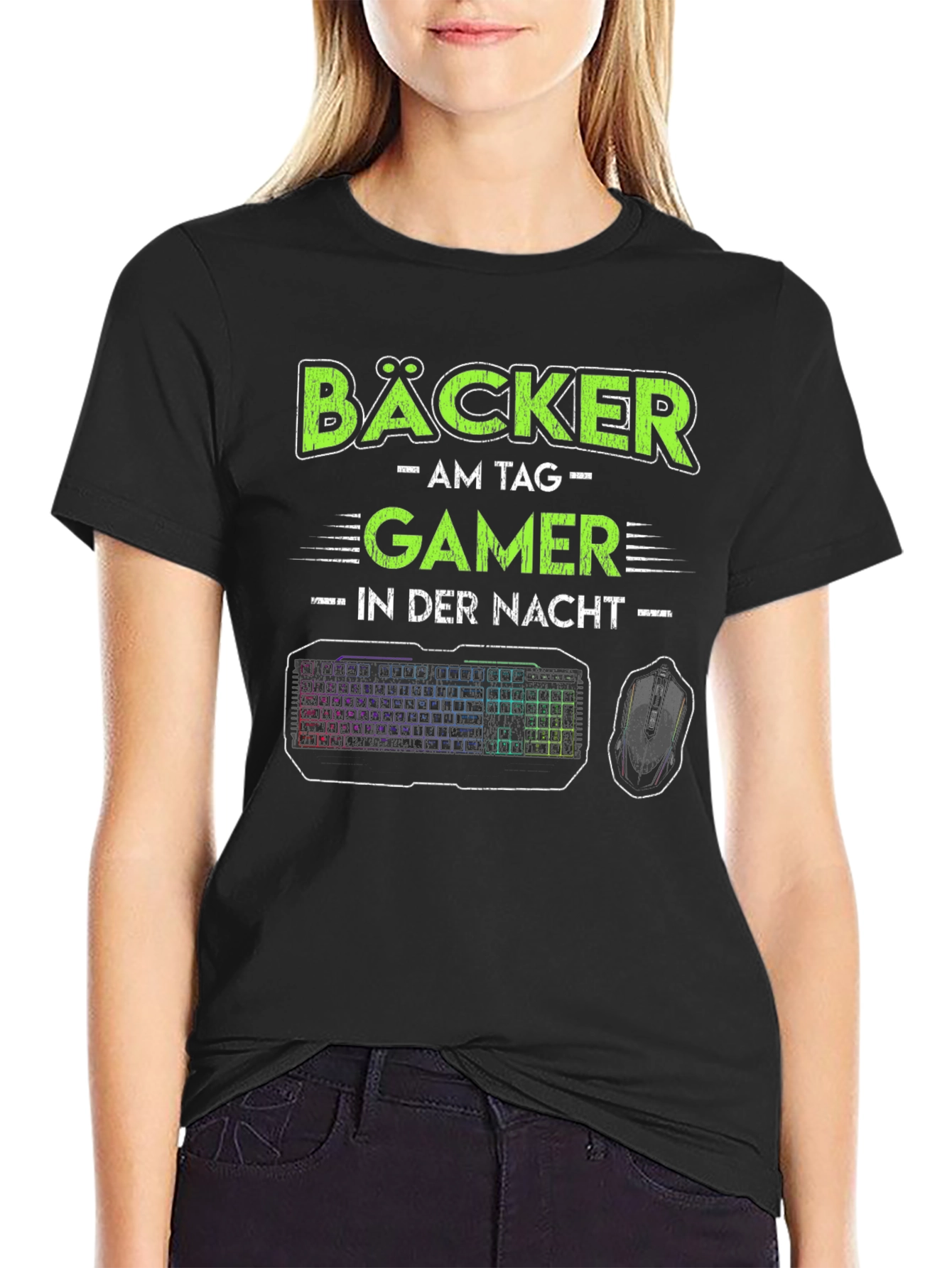 Black Bäcker Gamer T-Shirt - Baker by Day, Gamer by Night! view 2
