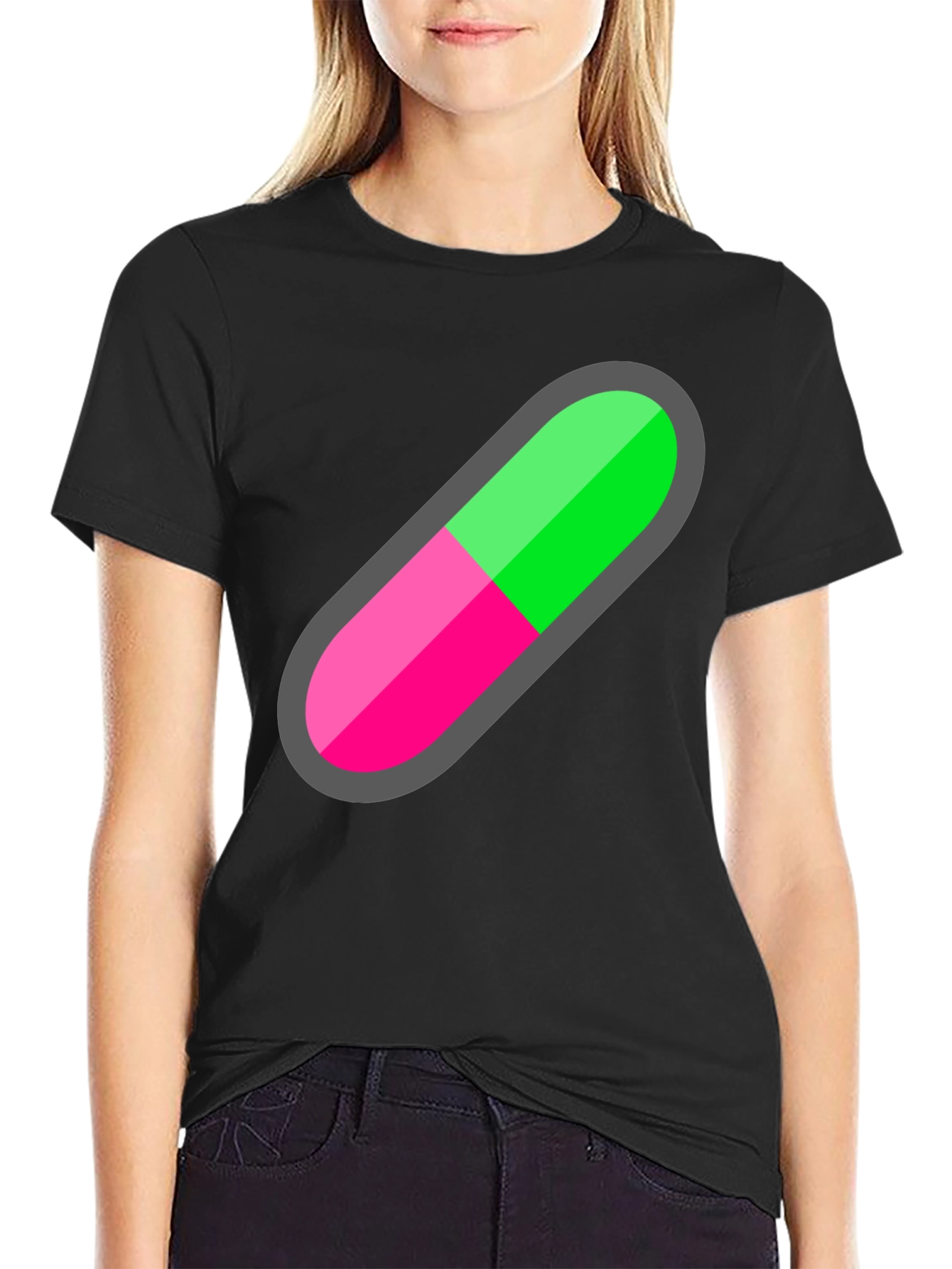 Black Pill Capsule Graphic Tee - Unique Trendy Design view 2