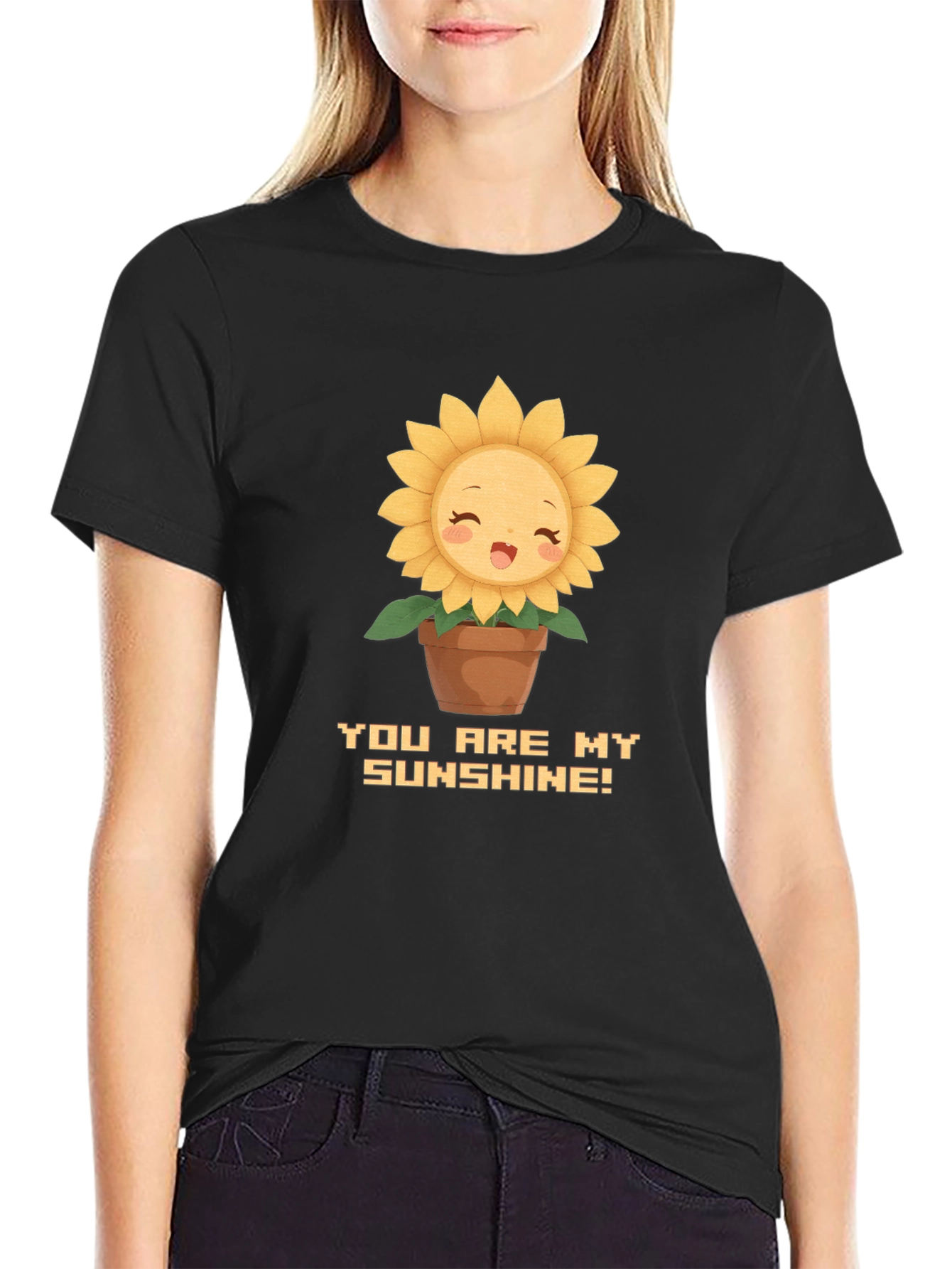 Black Cute Sunflower You Are My Sunshine Graphic T-Shirt view 2
