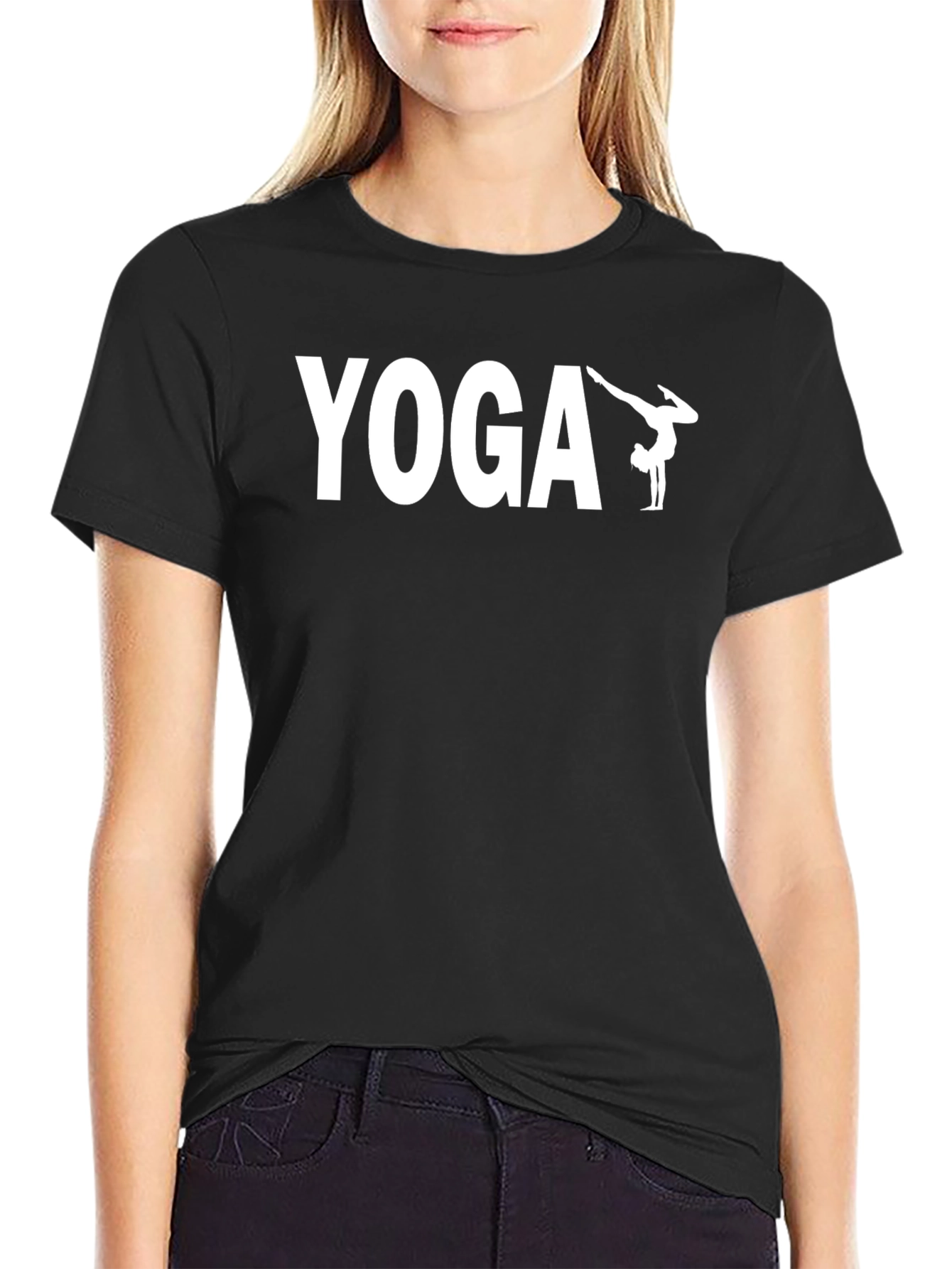 Black Yoga Pose Graphic T-Shirt view 2