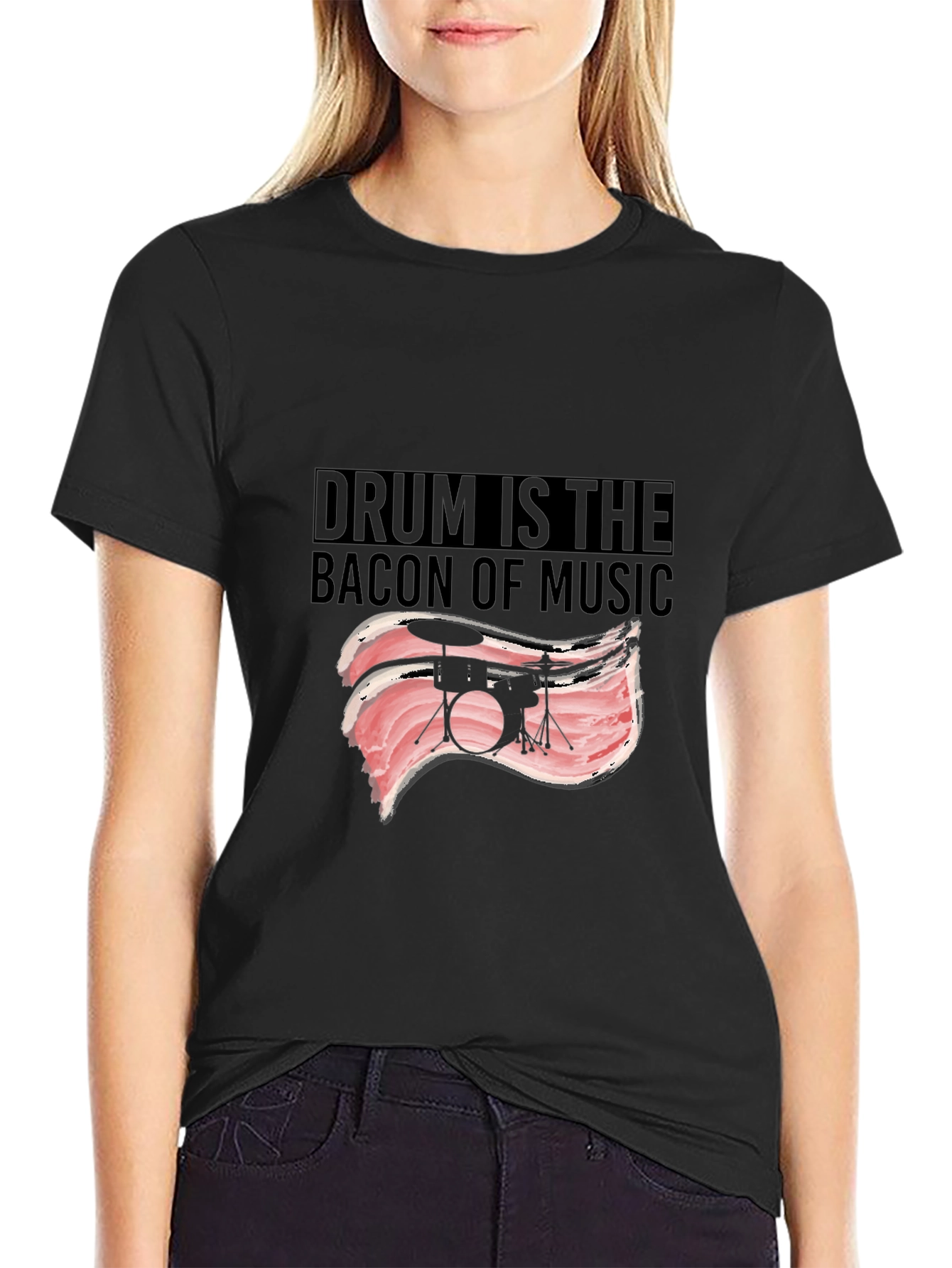Black Drum is the Bacon of Music T-Shirt view 2