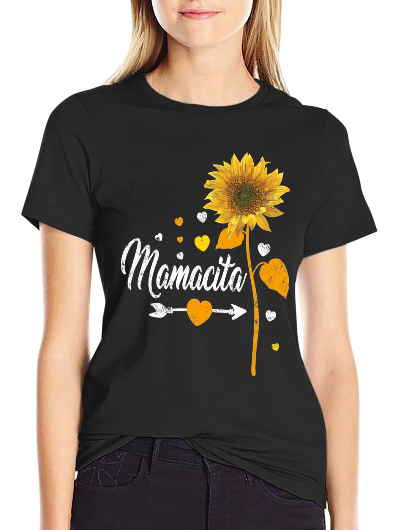 Black Mamcita Sunflower Graphic Tee - Cute & Casual view 2