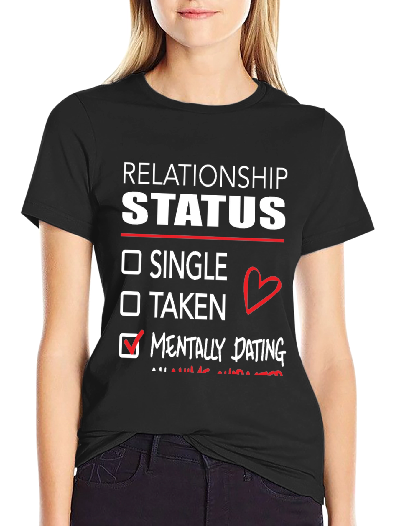 Black Relationship Status Mentally Dating T-Shirt view 2