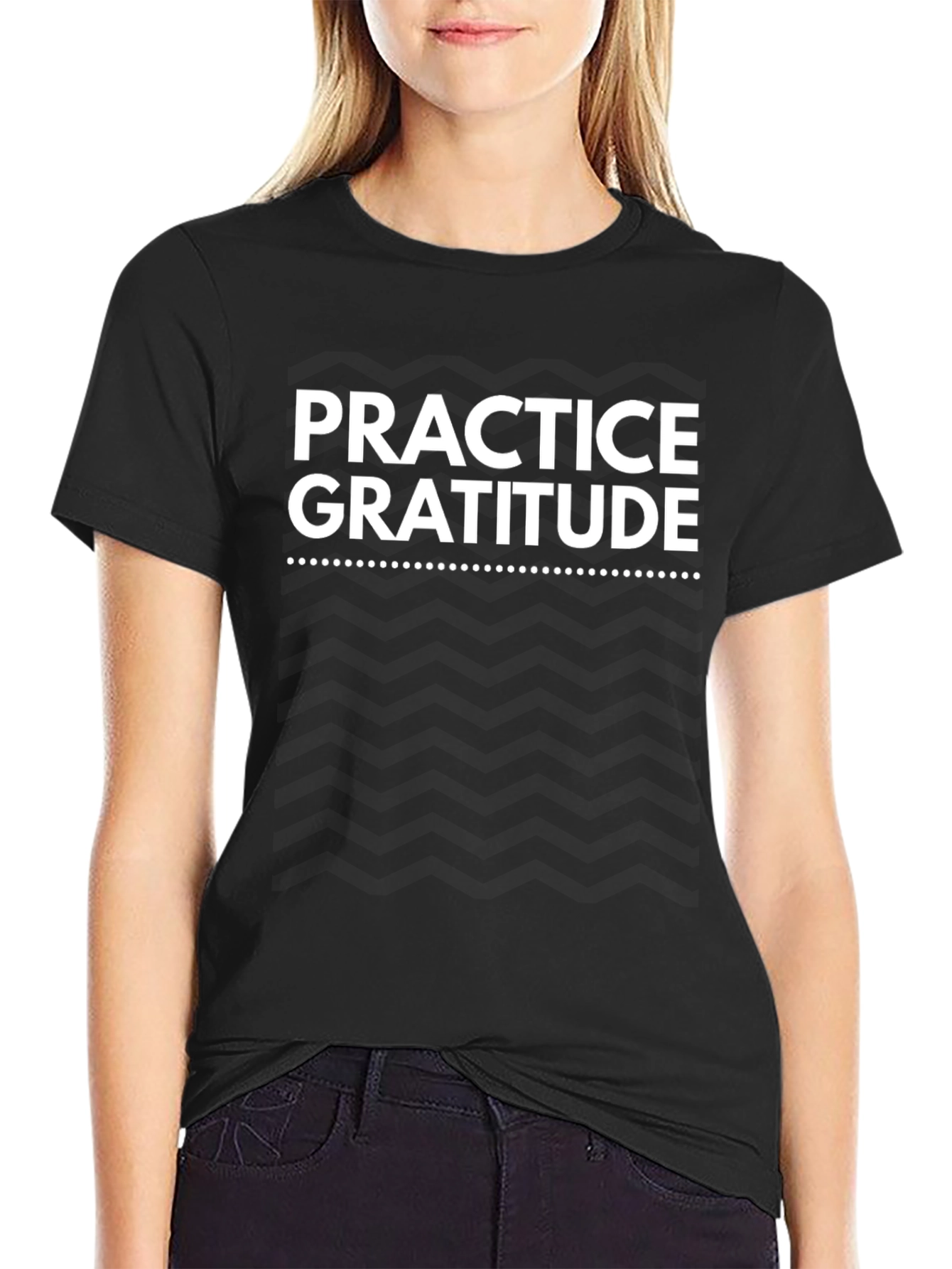 Black Practice Gratitude Black T-Shirt view 2