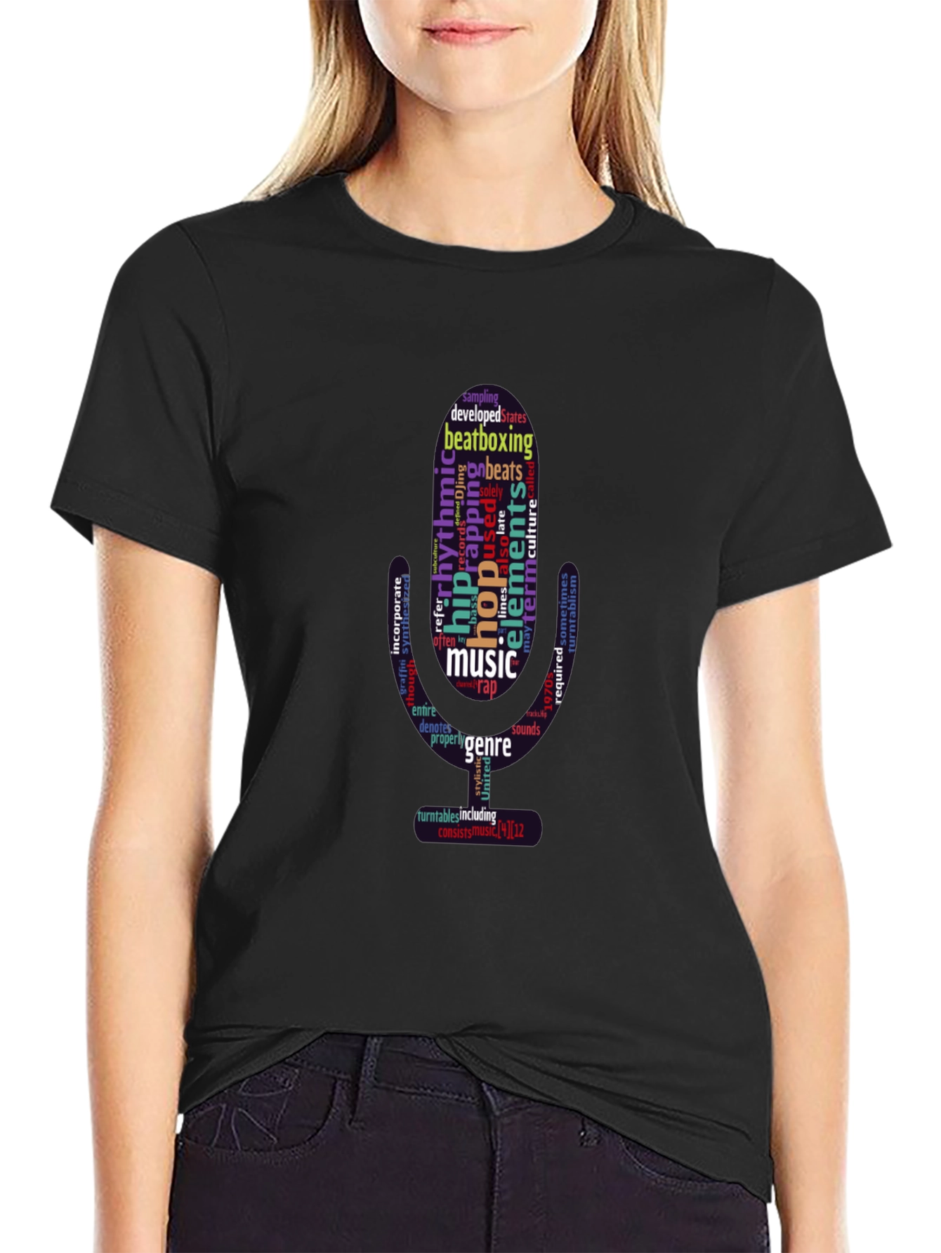 Black Hip Hop Music Word Art T-Shirt view 2