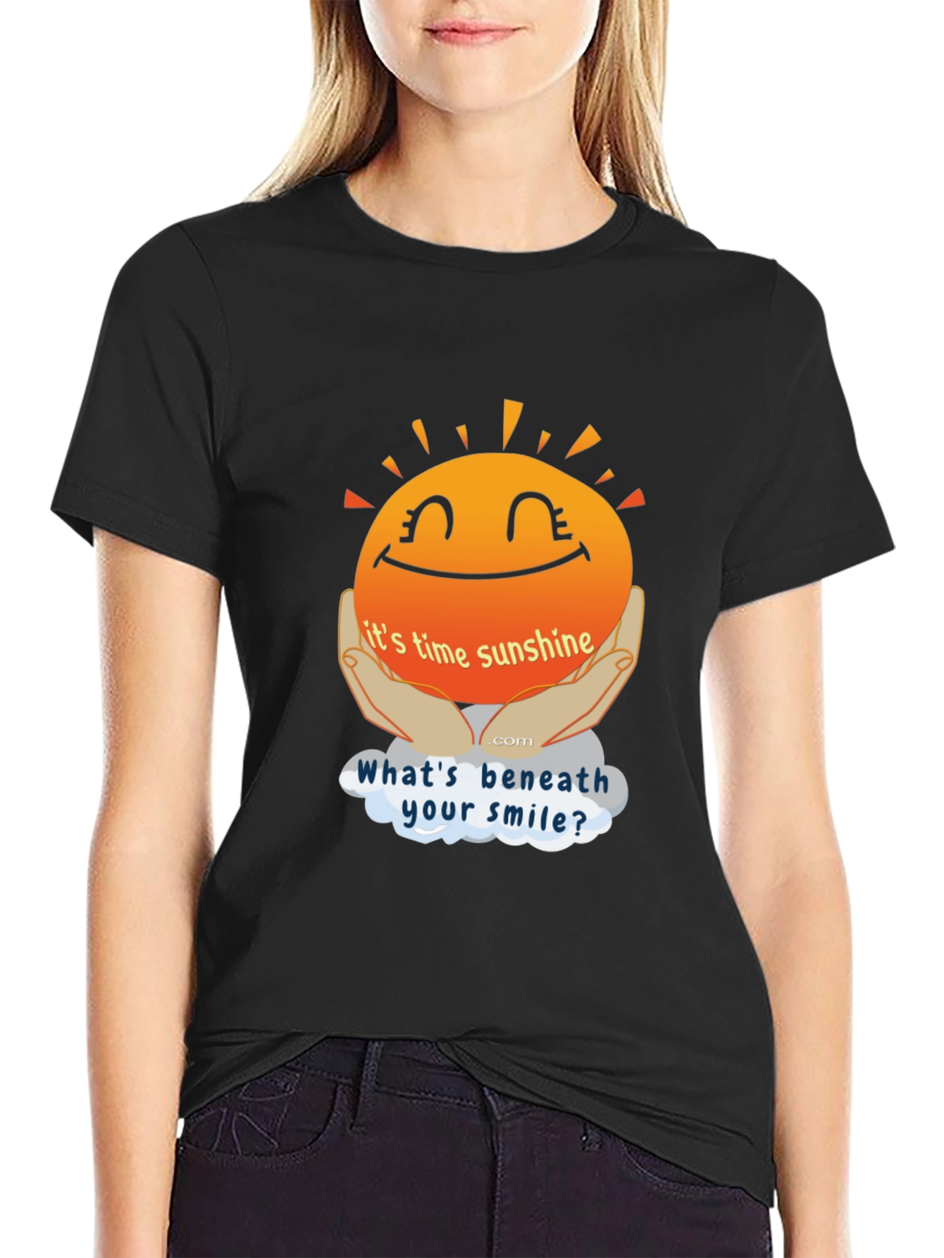 Black It's Time Sunshine Graphic T-Shirt view 2