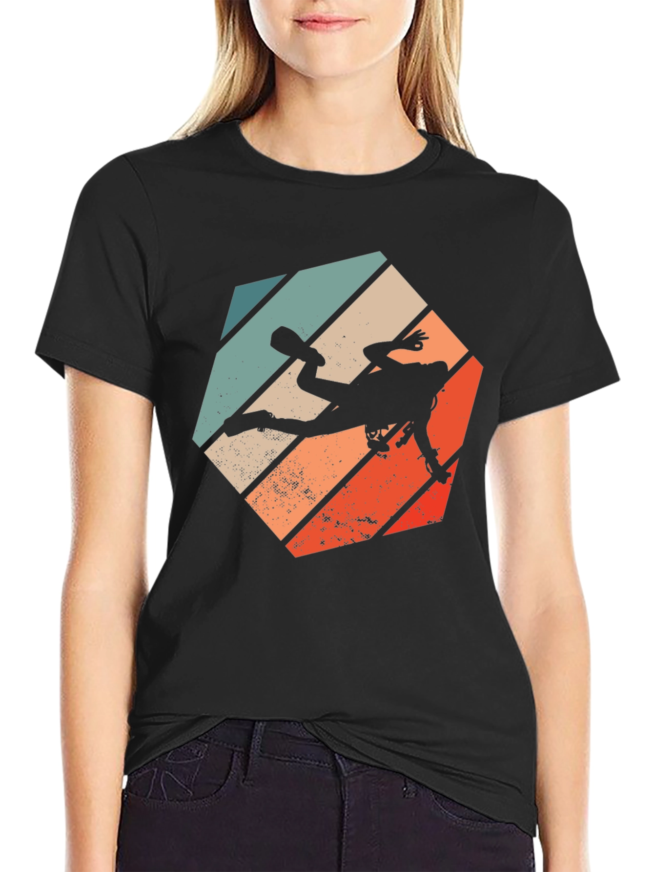 Black Retro Scuba Diver Graphic T-Shirt view 2