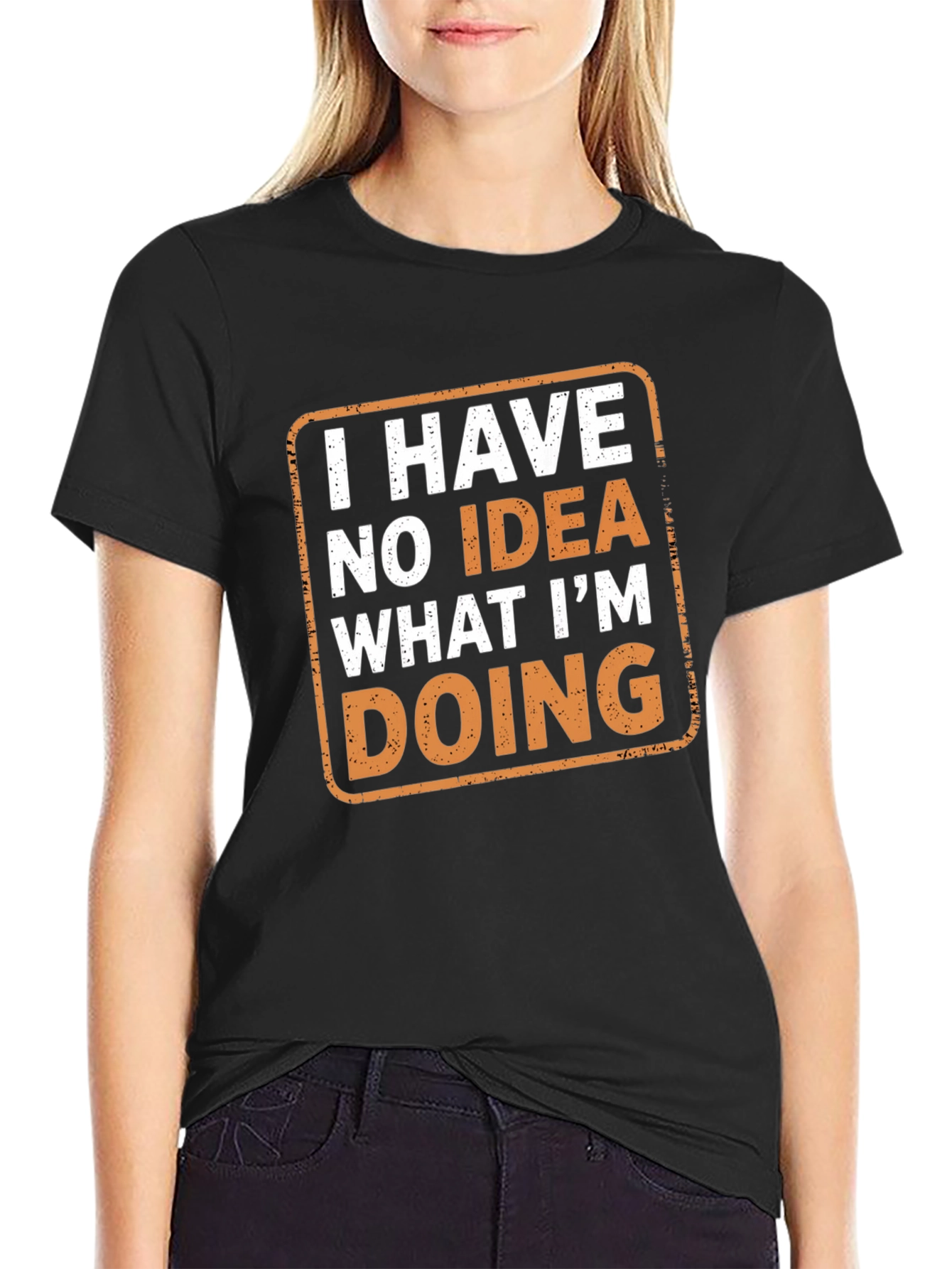 Black Funny "No Idea" Graphic T-Shirt view 2