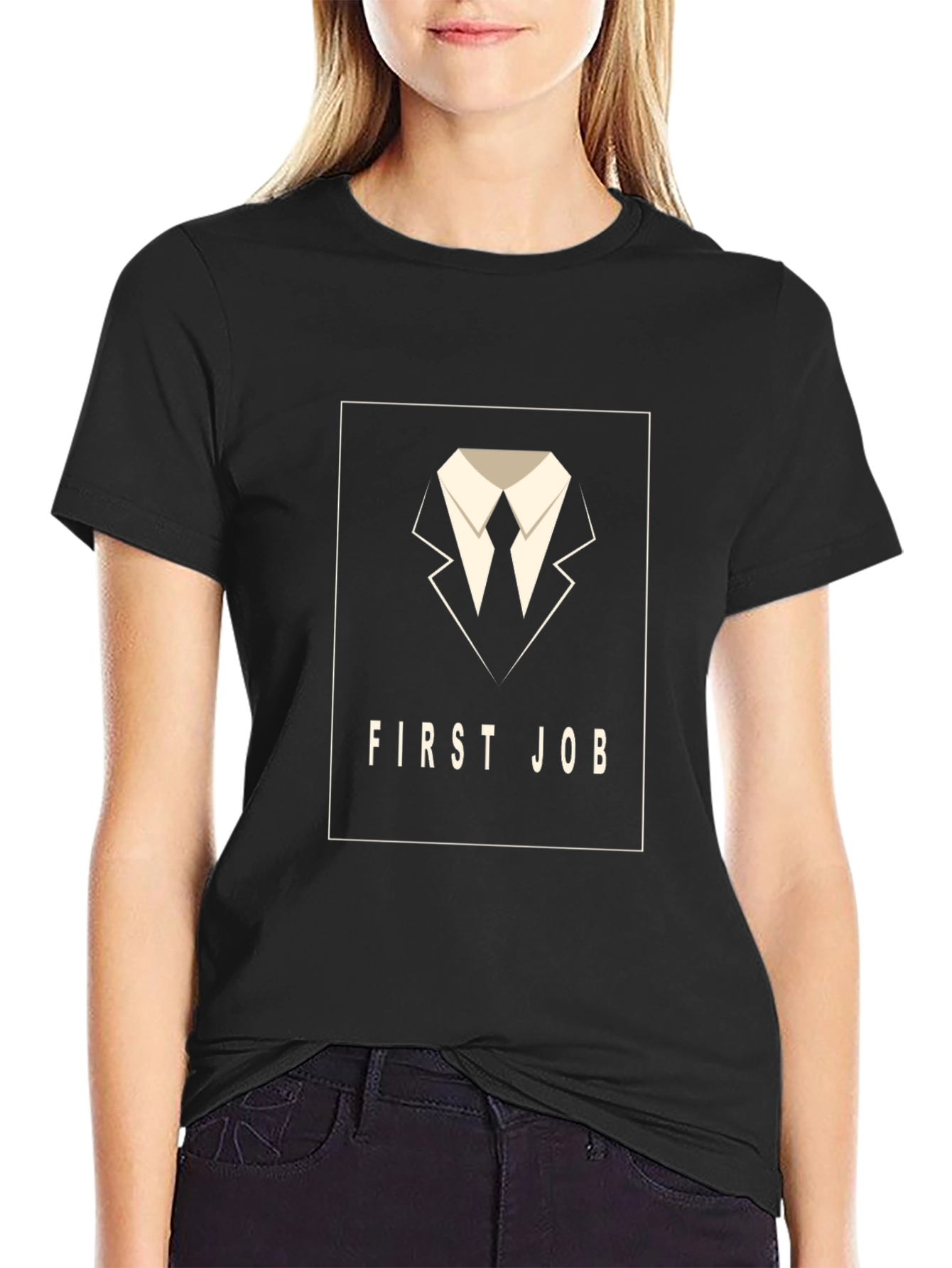 Black First Job T-Shirt - Black Graphic Tee view 2