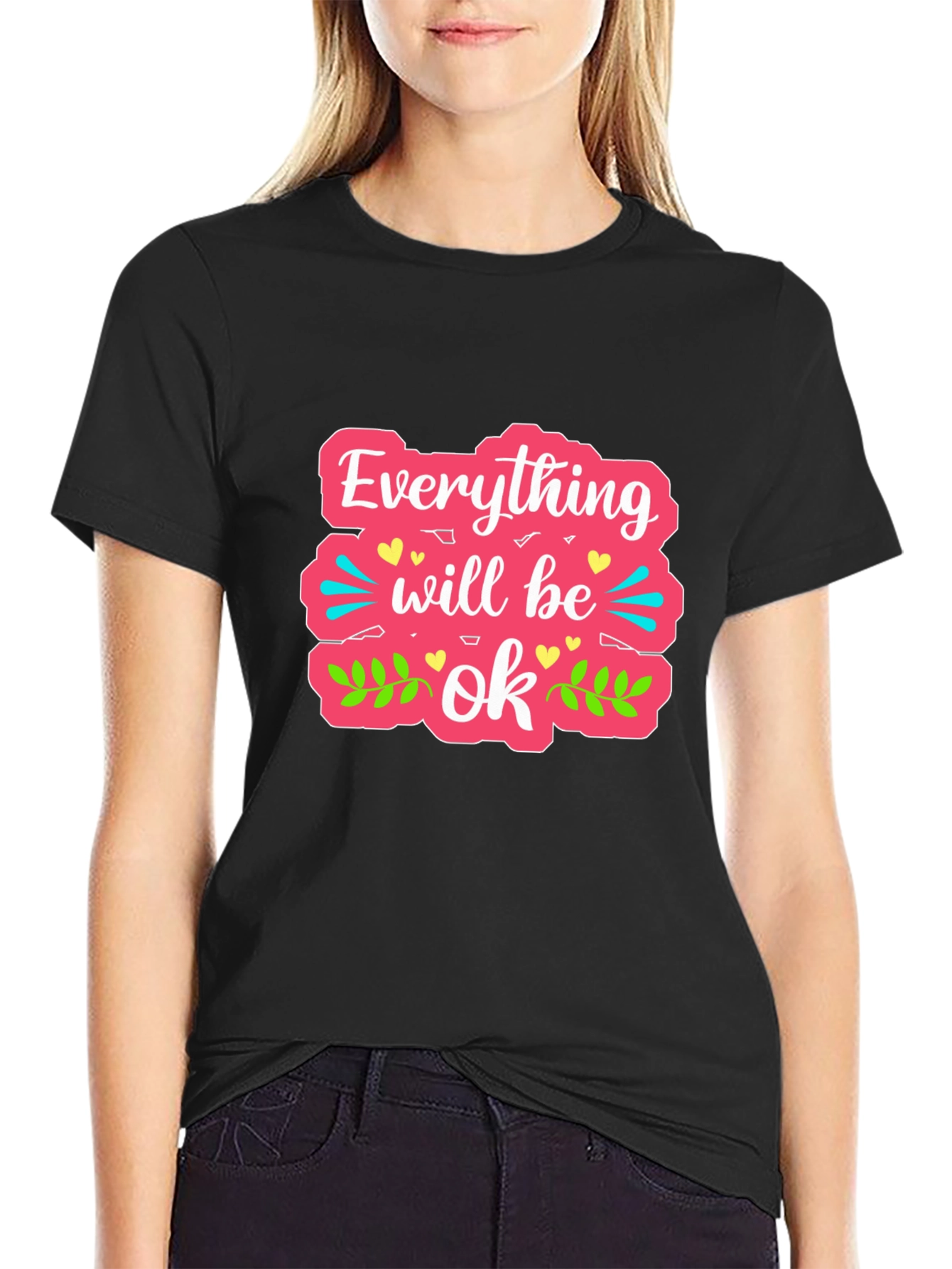 Black Everything Will Be Ok Graphic Tee view 2