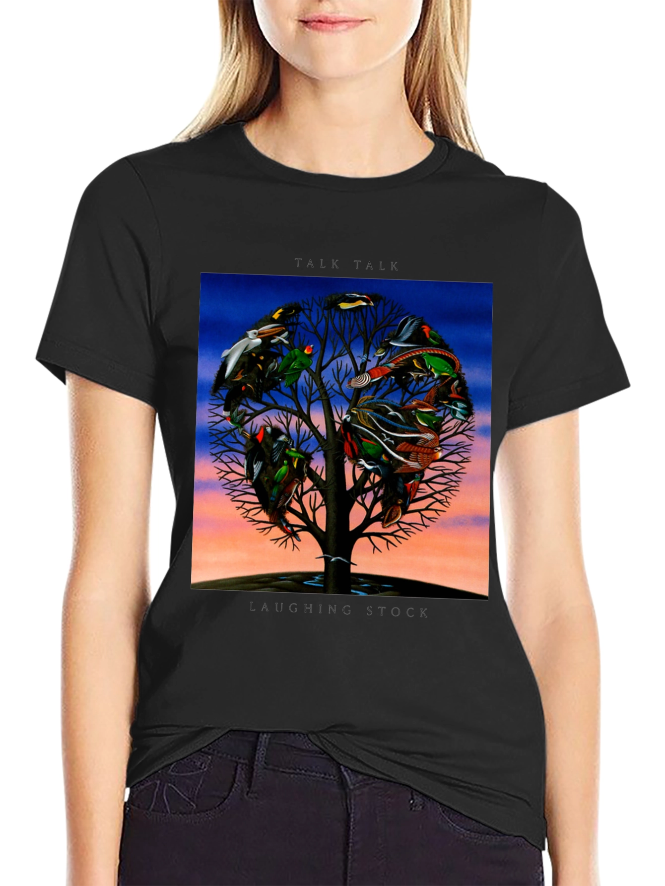 Black Bird Tree Graphic T-Shirt view 2