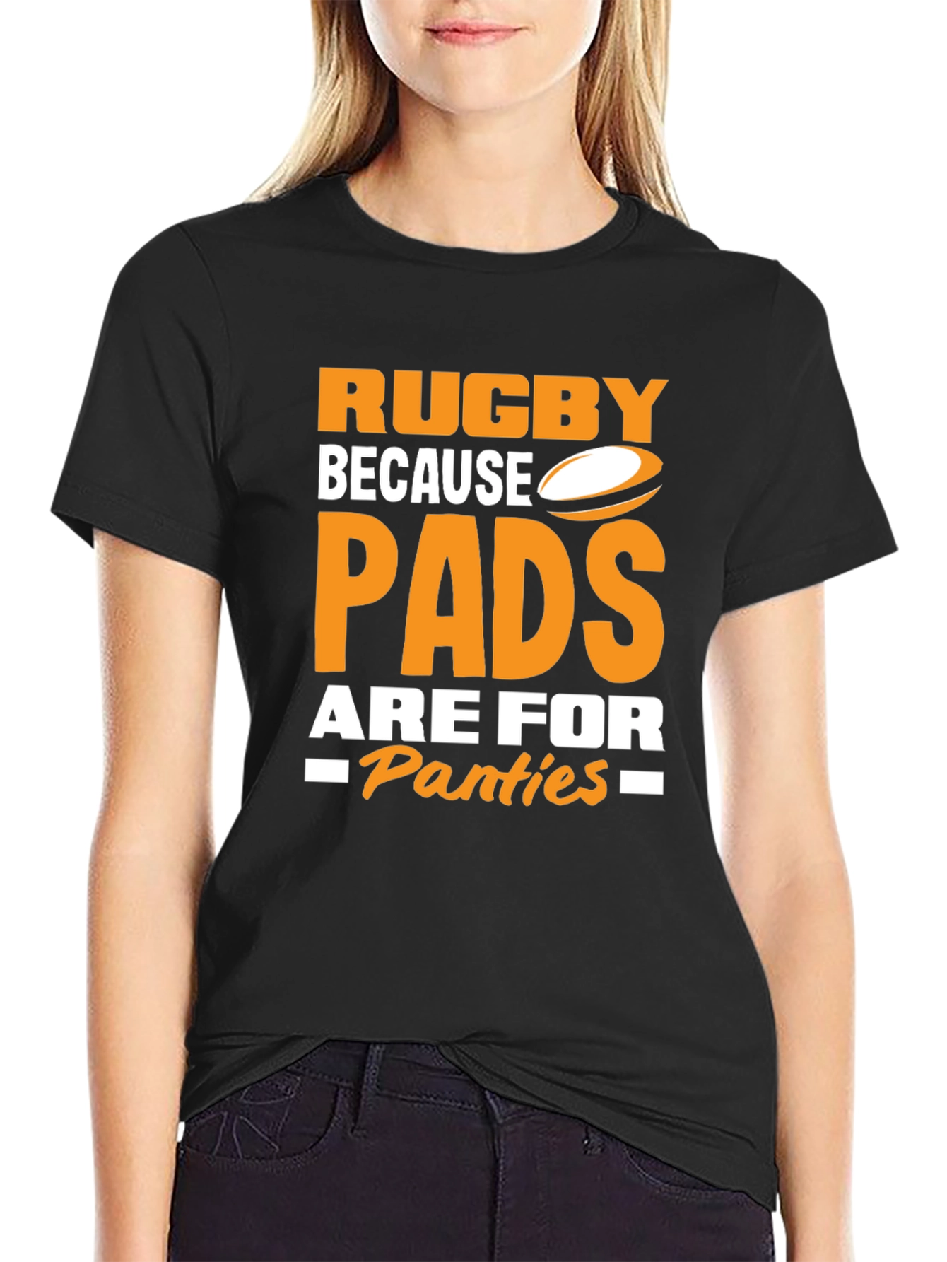 Black Rugby Pads Panties Graphic Tee view 2