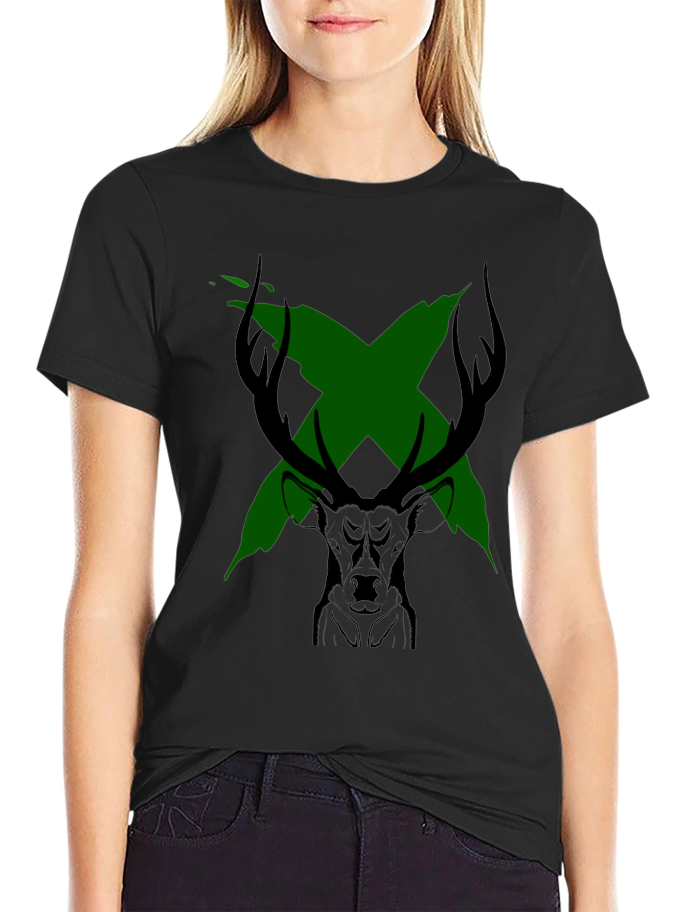 Black Deer X Graphic Black T-Shirt view 2