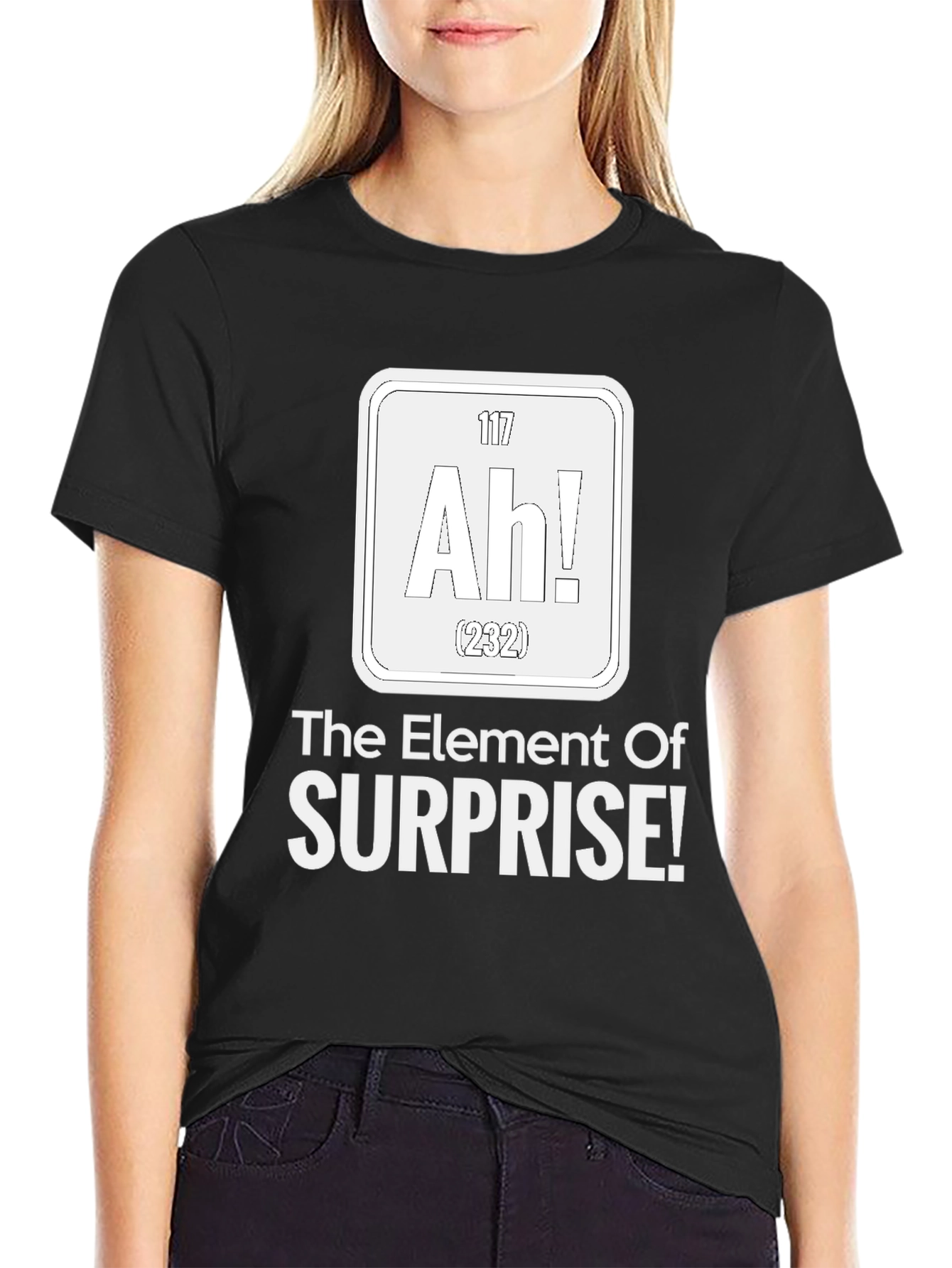 Black The Element of Surprise Funny Science T-Shirt view 2