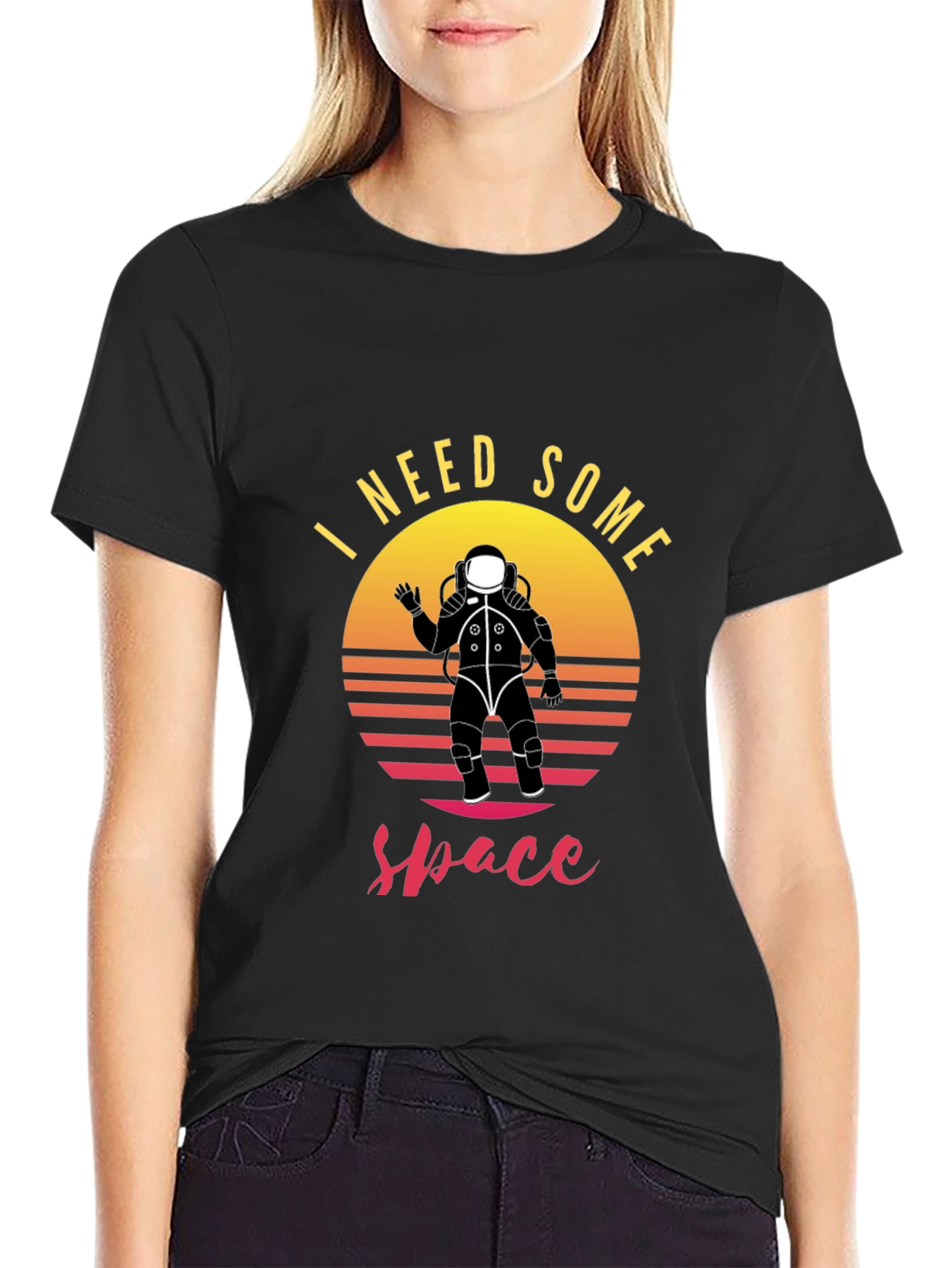 Black I Need Some Space T-Shirt - Astronaut Graphic Tee view 2