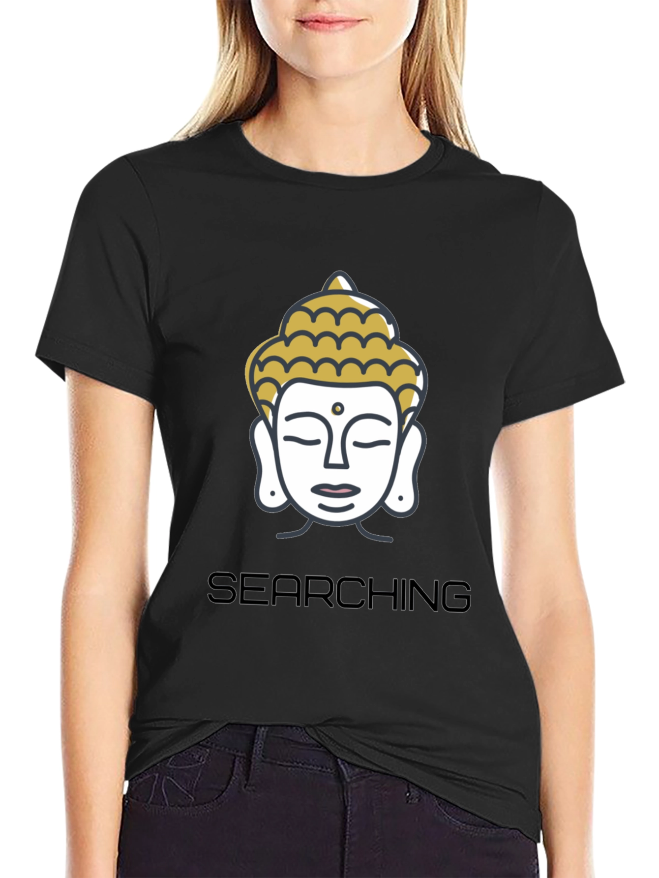 Black Searching Buddha Black Graphic Tee view 2