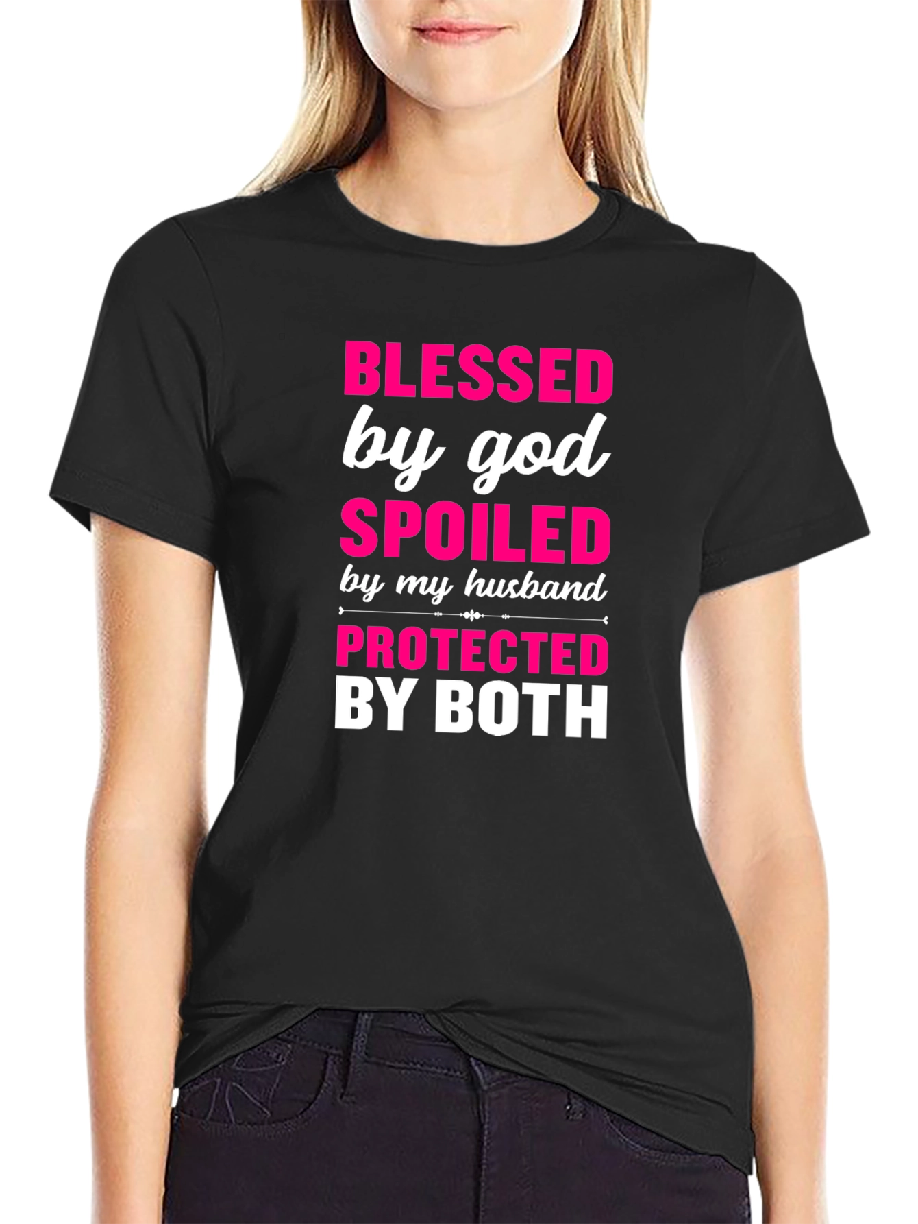 Black Blessed Spoiled Protected Graphic Tee view 2