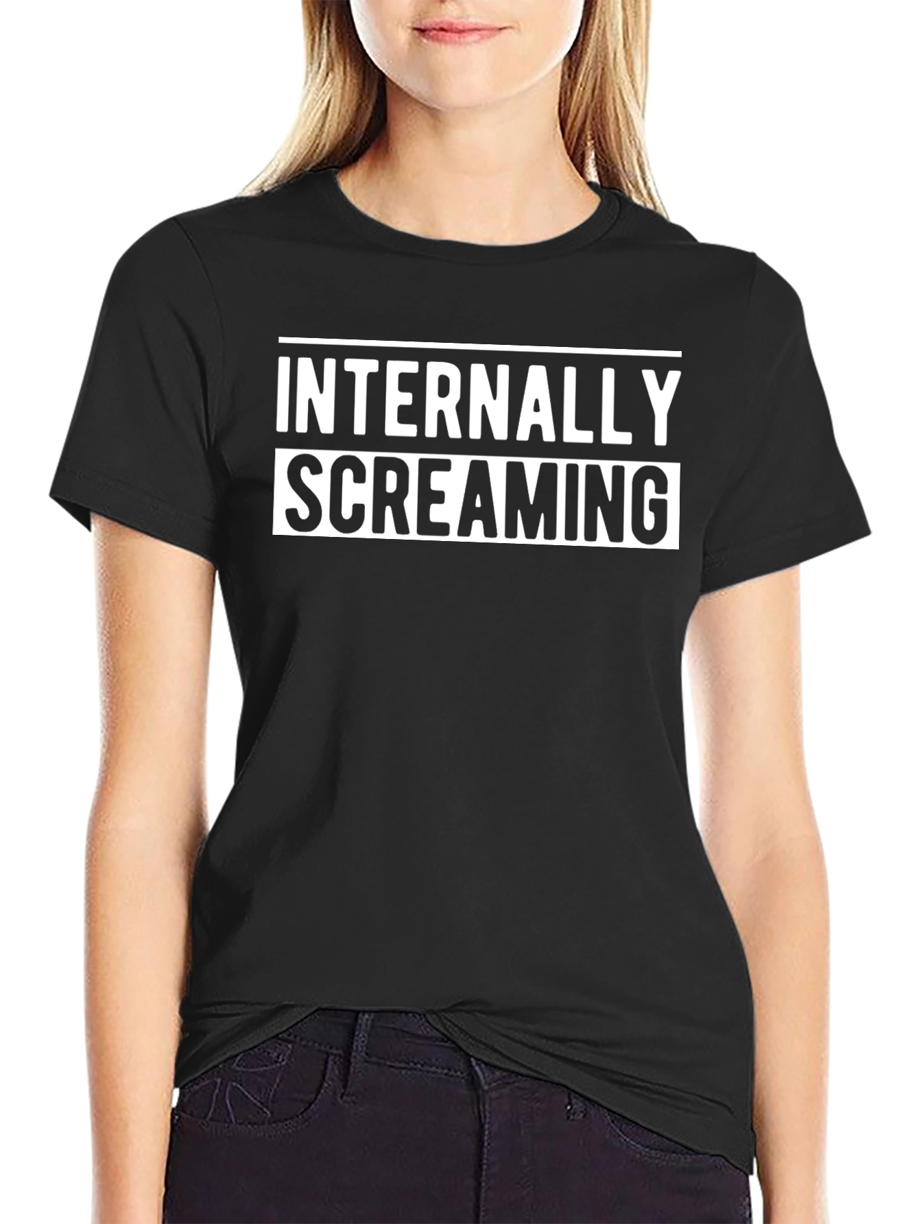 Black Internally Screaming Graphic Tee - Black Cotton Blend view 2