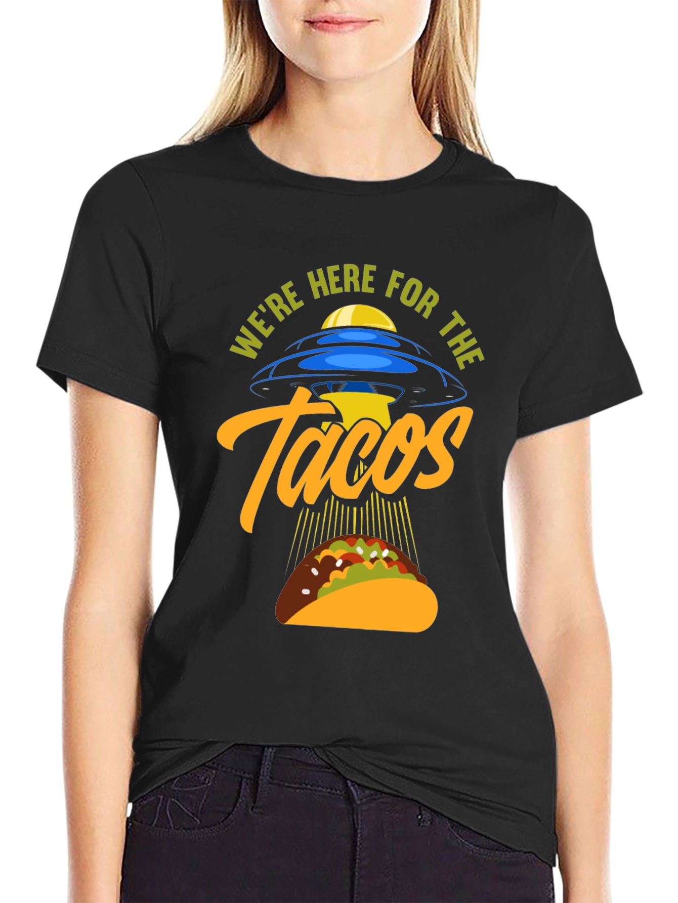 Black We're Here For The Tacos Black T-Shirt view 2