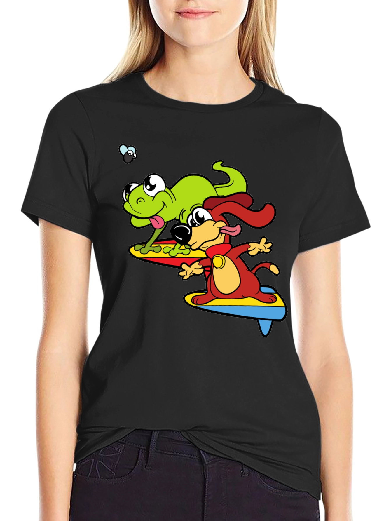 Black Surf's Up! Frog & Dog Graphic Tee view 2