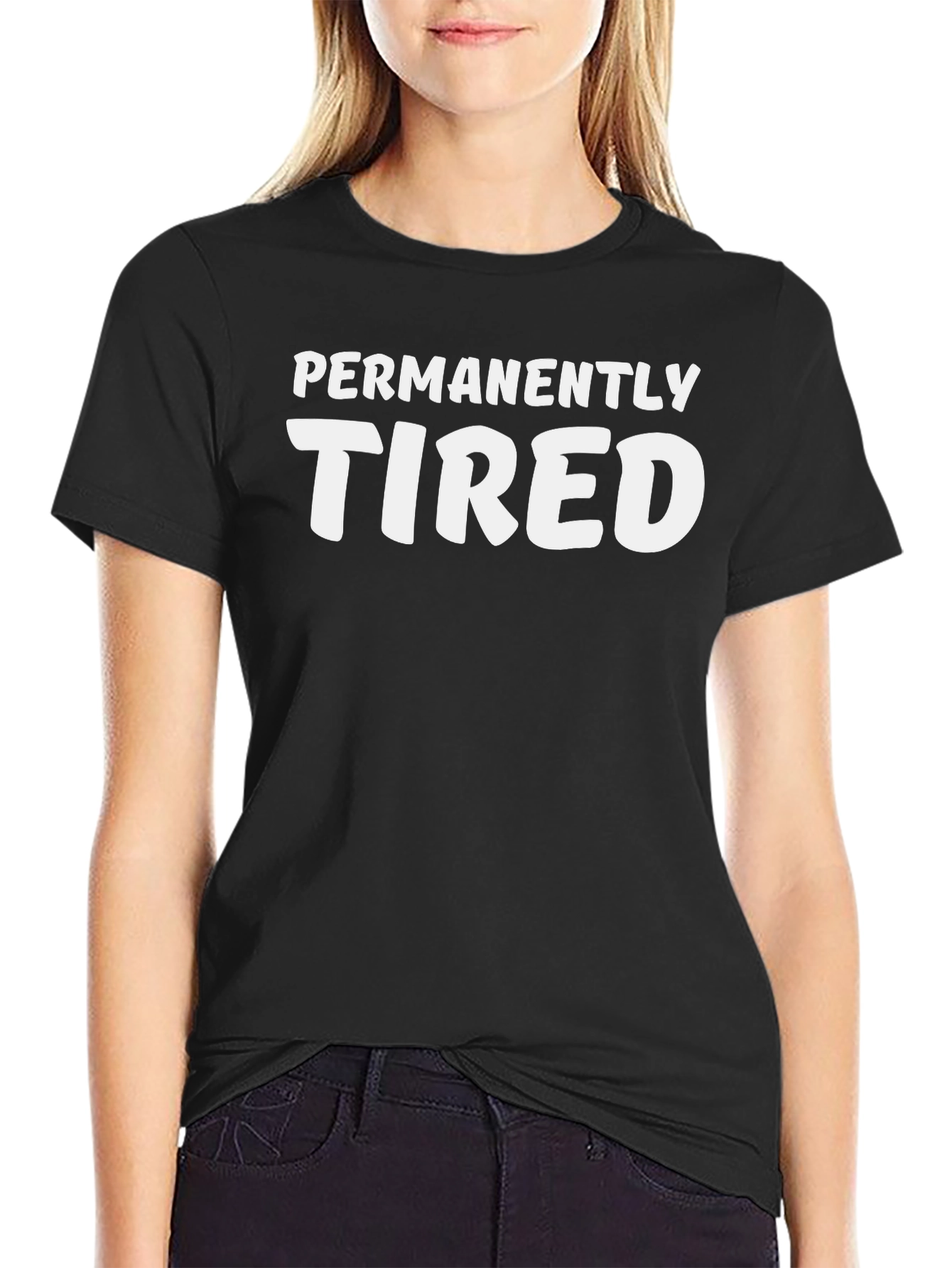 Black Permanently Tired Black Graphic Tee view 2