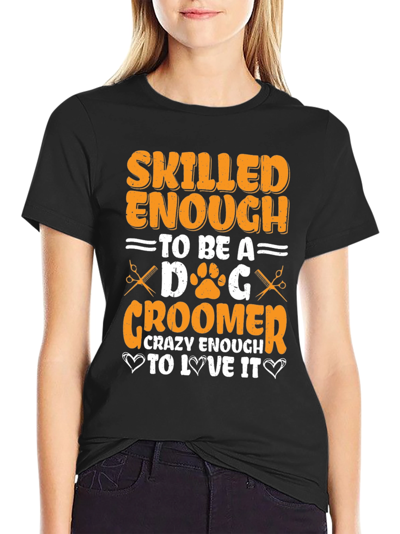 Black Skilled Dog Groomer T-Shirt - Unique Gift Idea view 2