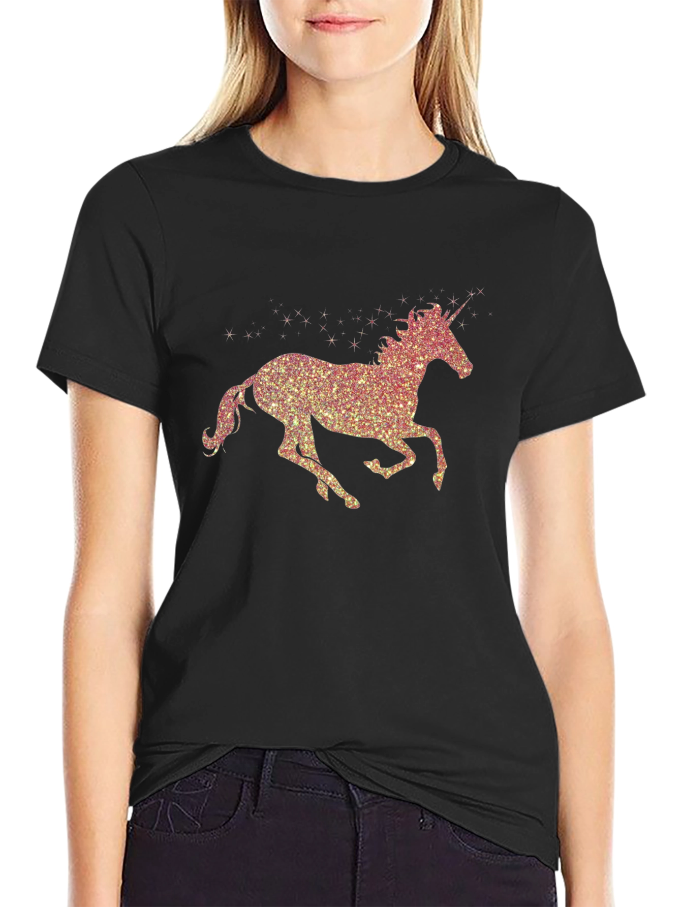 Black Unicorn Sparkle T-Shirt - Men's Black Tee view 2