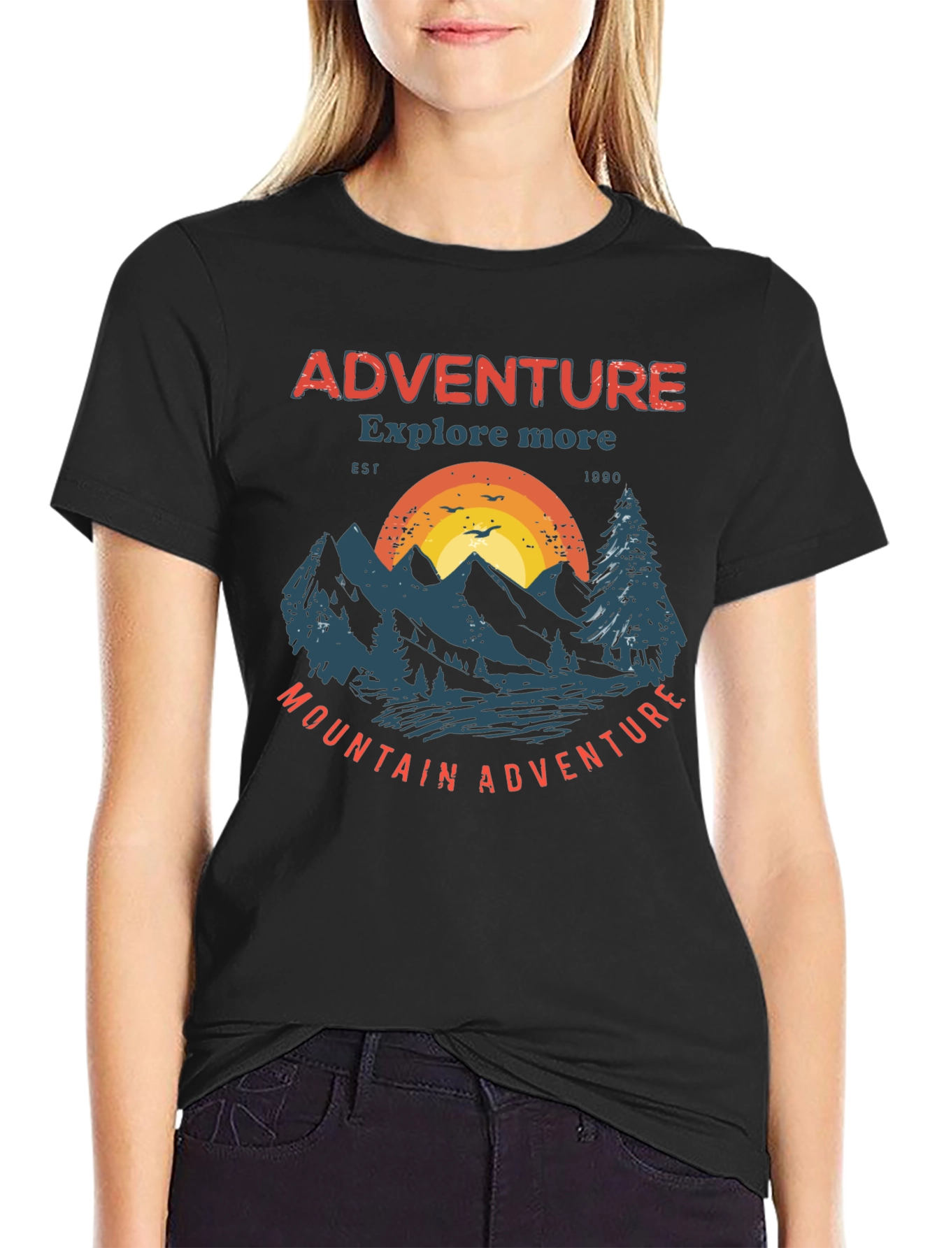 Black Adventure Mountain Graphic Tee view 2