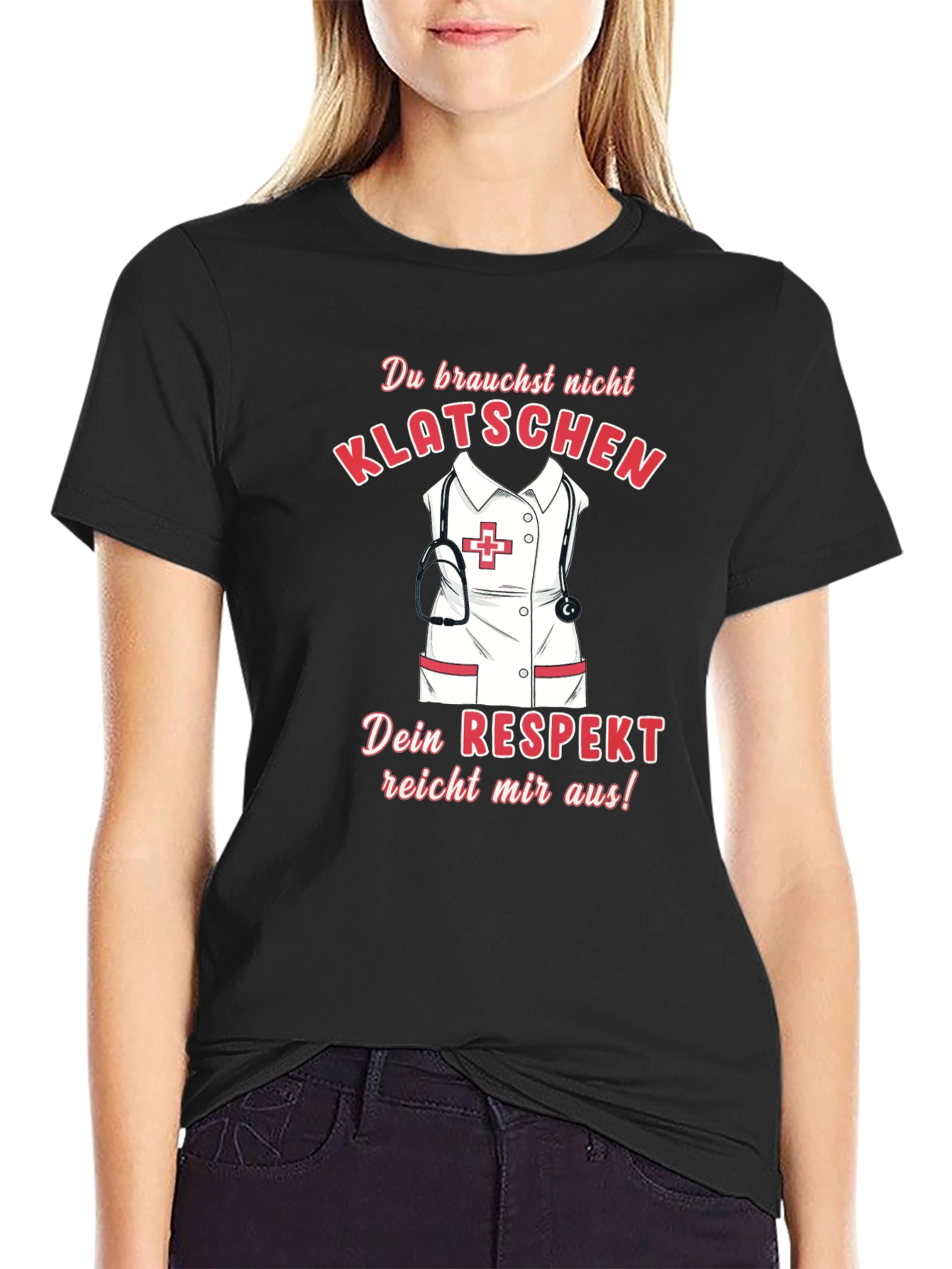 Black Nurse Respect T-Shirt - Funny German Saying view 2