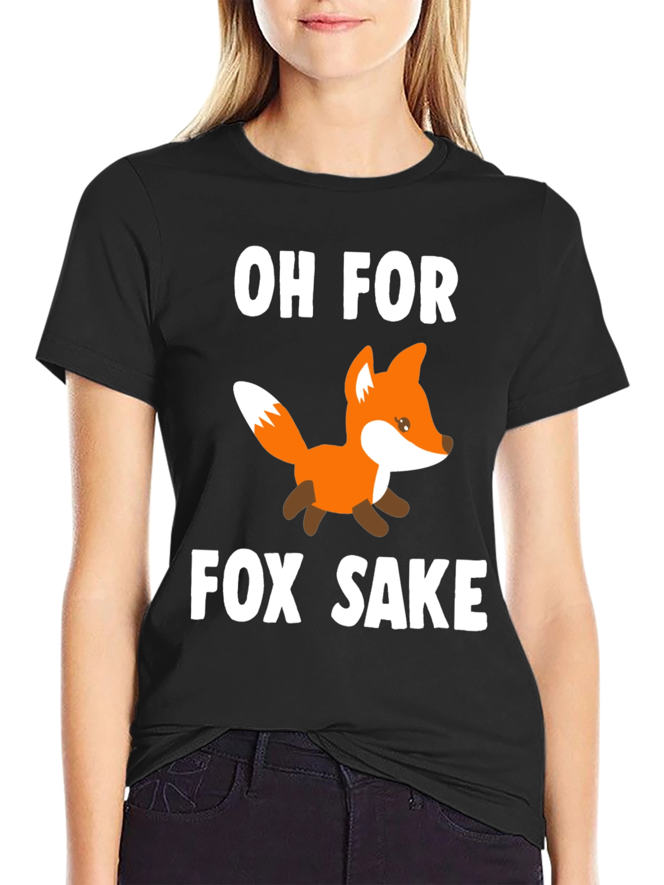 Black Oh For Fox Sake T-Shirt - Novelty Graphic Tee view 2