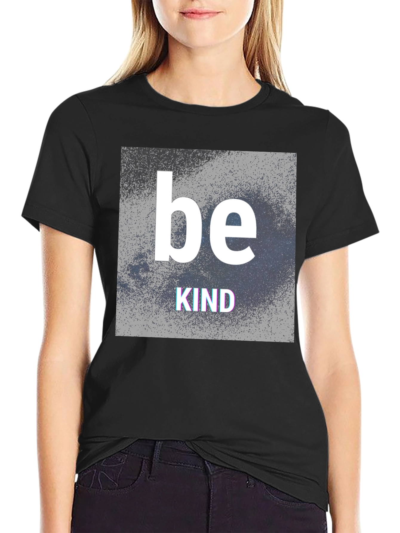 Black Be Kind Graphic T-Shirt - Black Crew Neck Tee view 2