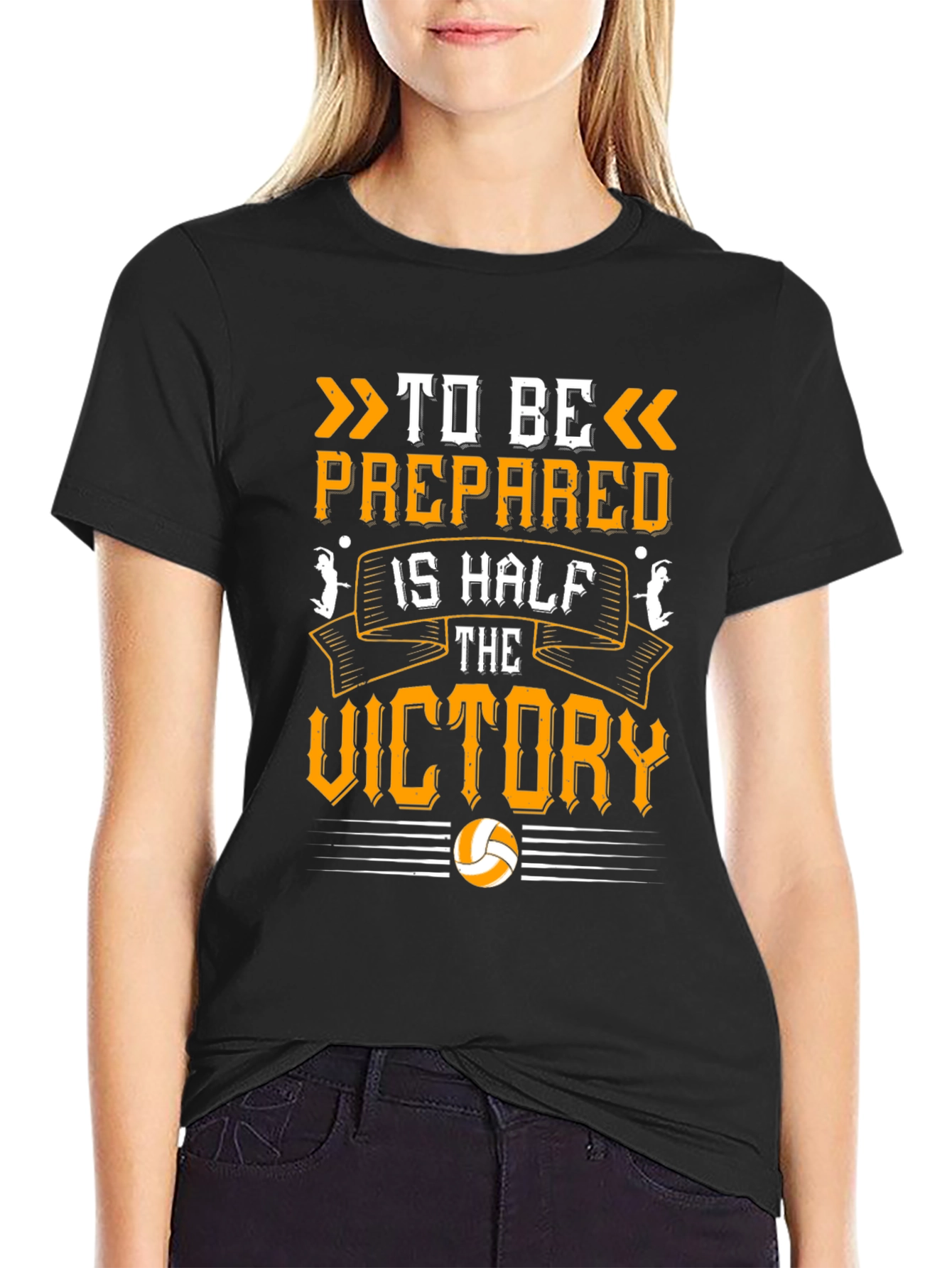 Black Volleyball T-Shirt: Be Prepared for Victory view 2