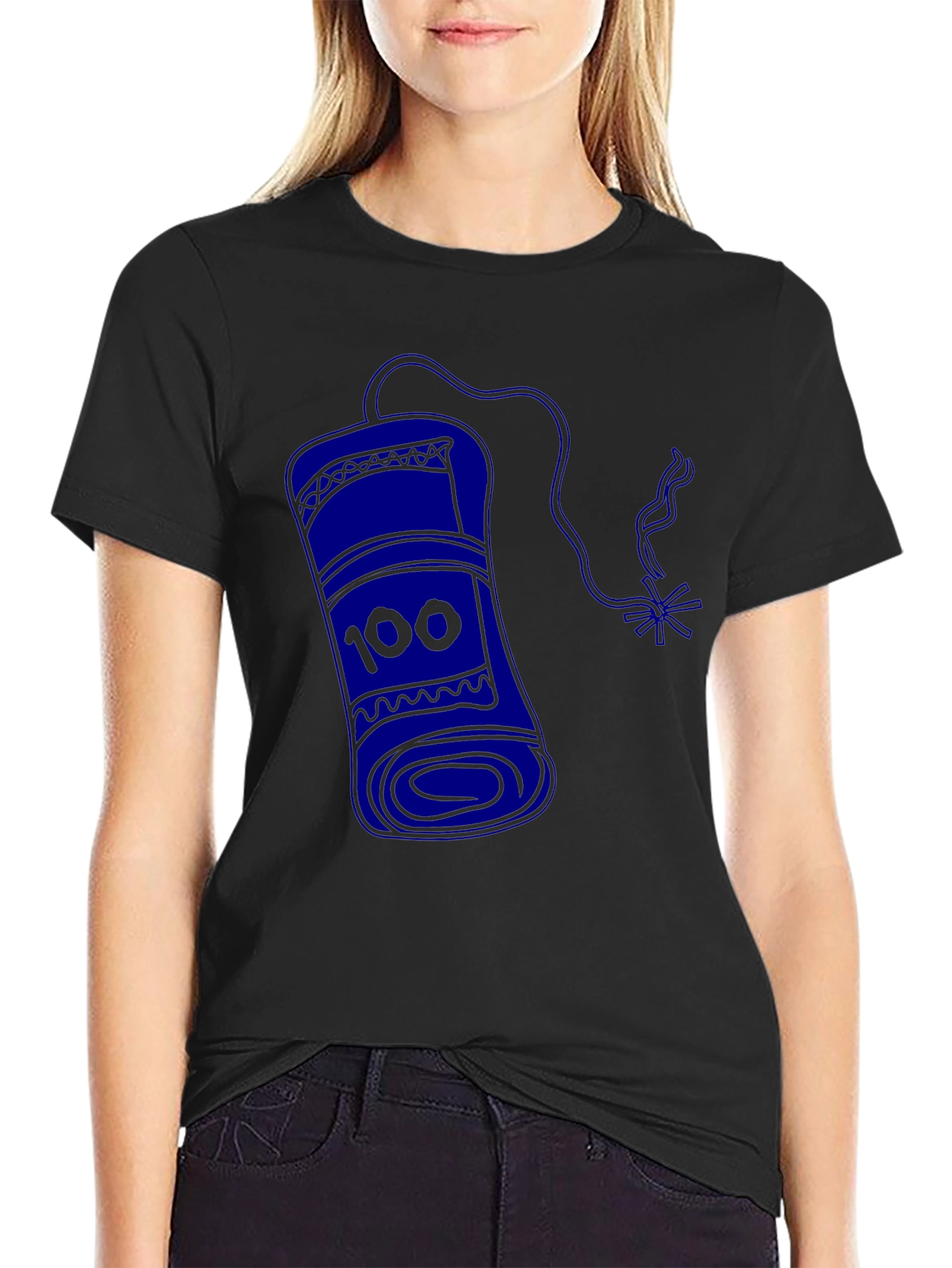 Black Men's Black T-Shirt with Blue Dynamite Graphic view 2