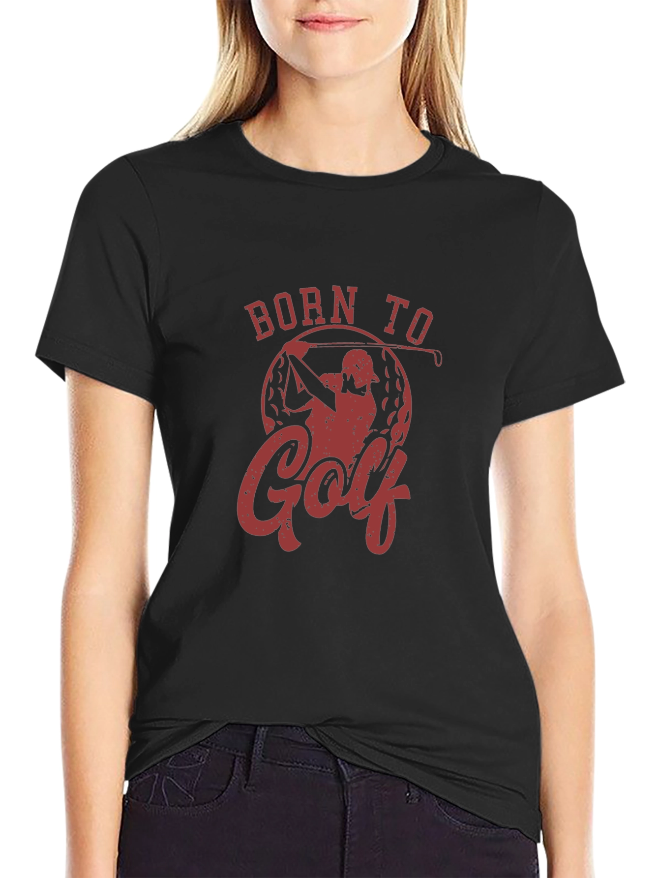 Black Born To Golf Tee - Golfer Gift view 2