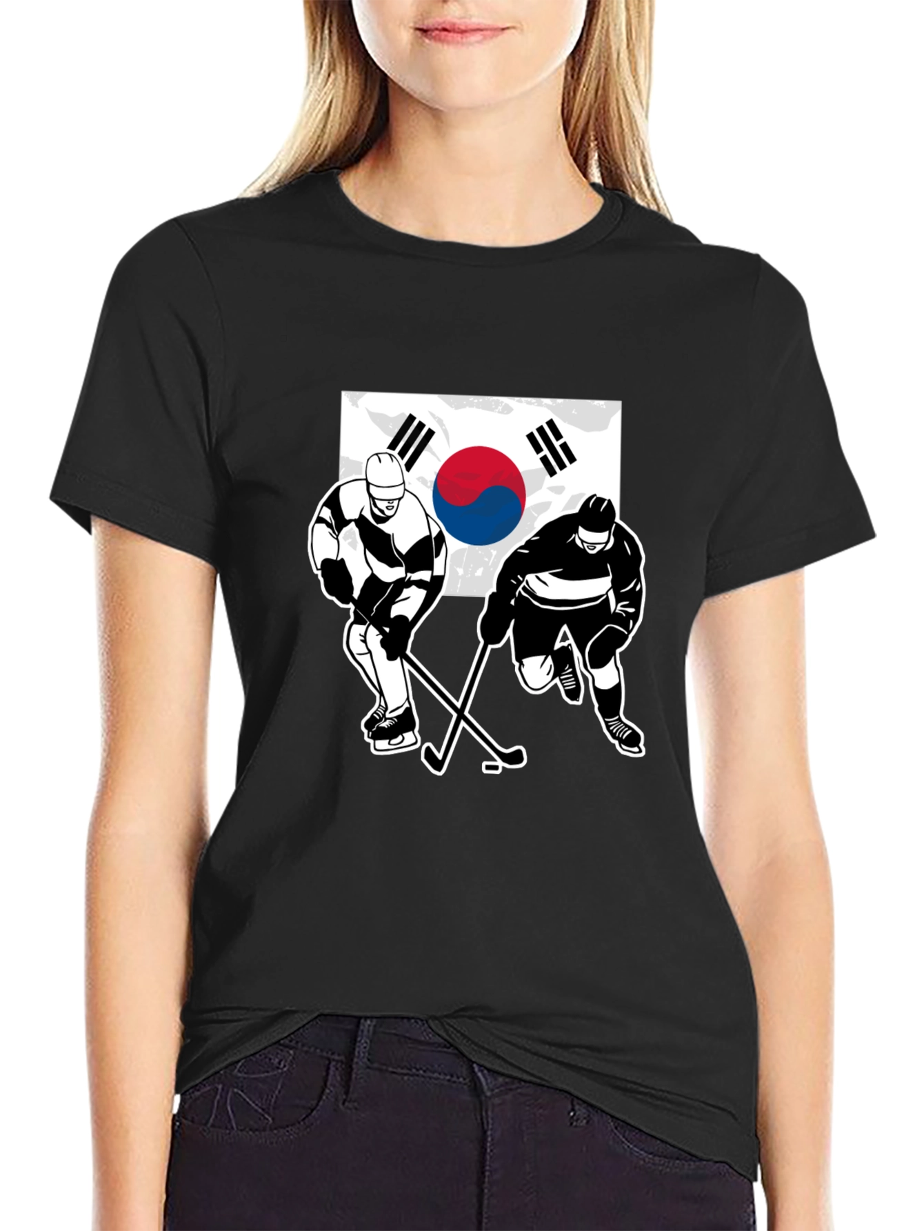 Black South Korea Hockey T-Shirt - Black view 2